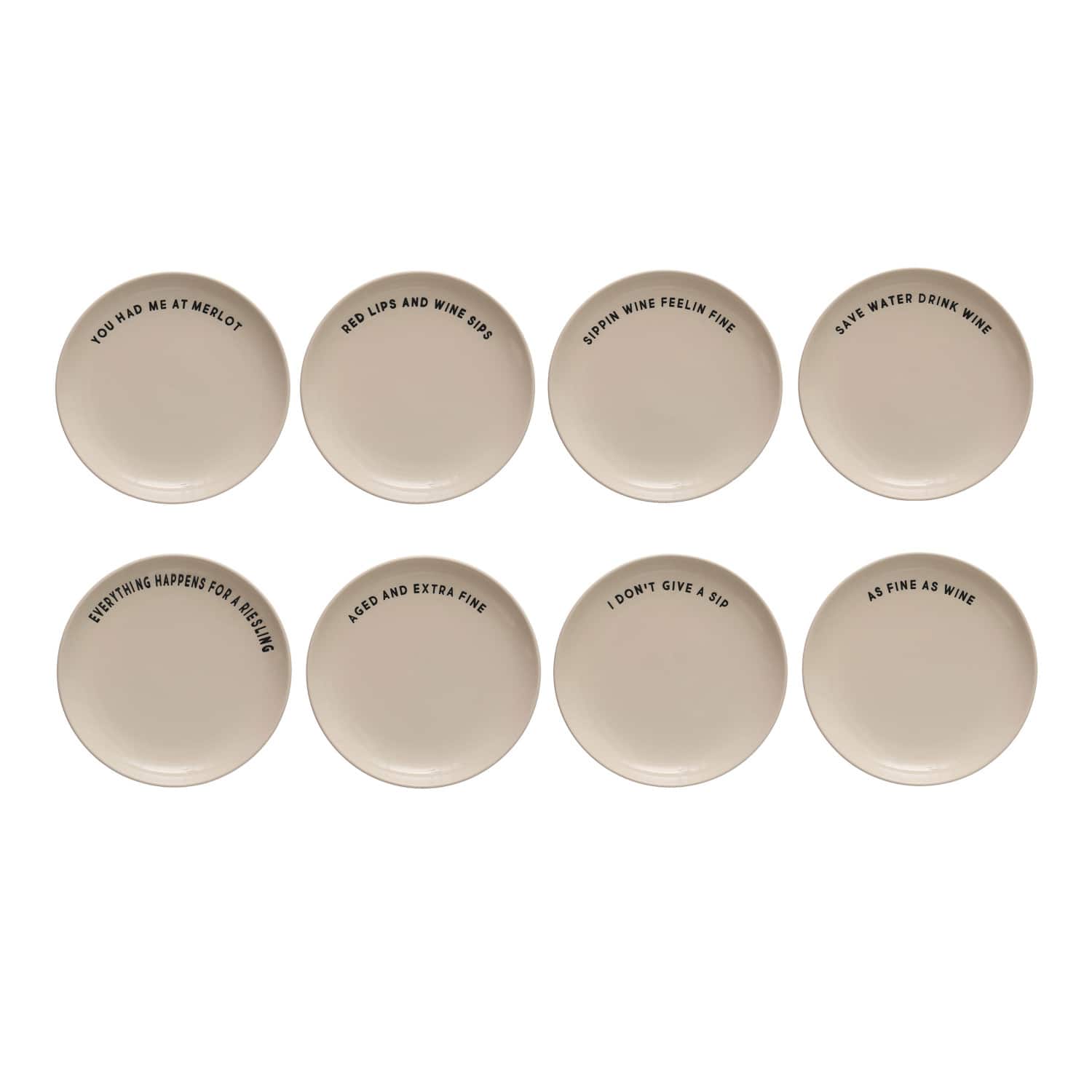 Hello Honey® 6" Cream Wine & Dine Round Stoneware Plate Set