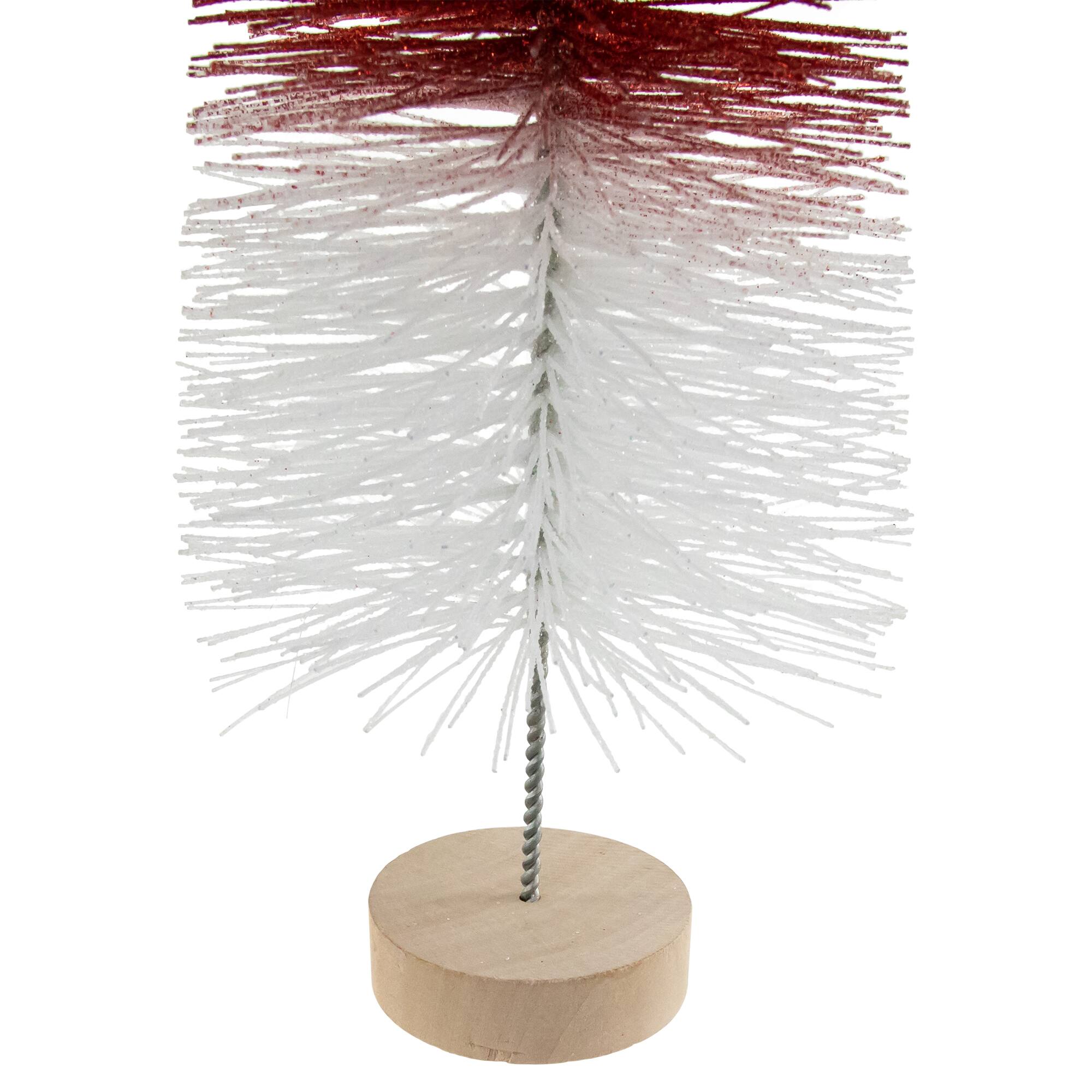 15.5" Red &  White Glittered Sisal Christmas Tree