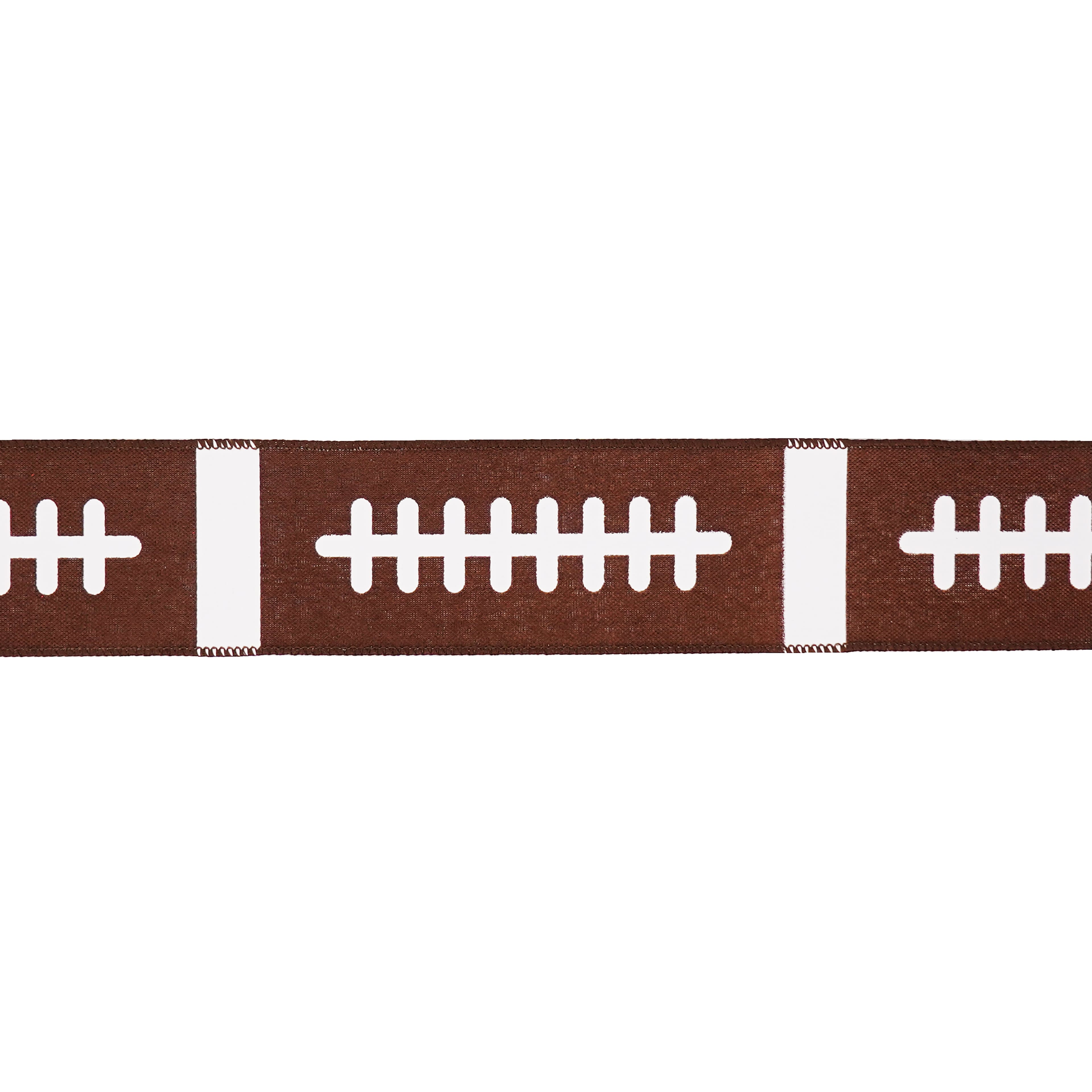 2.5" x 6.6yd. Football Stitch Wired Faux Linen Ribbon by Celebrate It®
