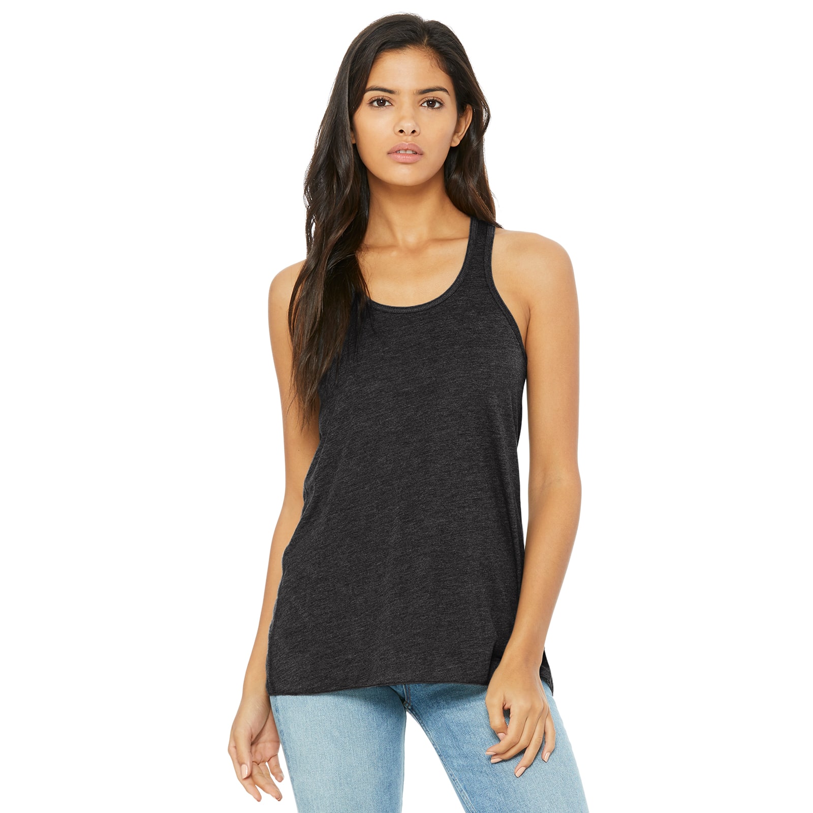 BELLA+CANVAS® Dark Gray Heather Women's Flowy Racerback Tank