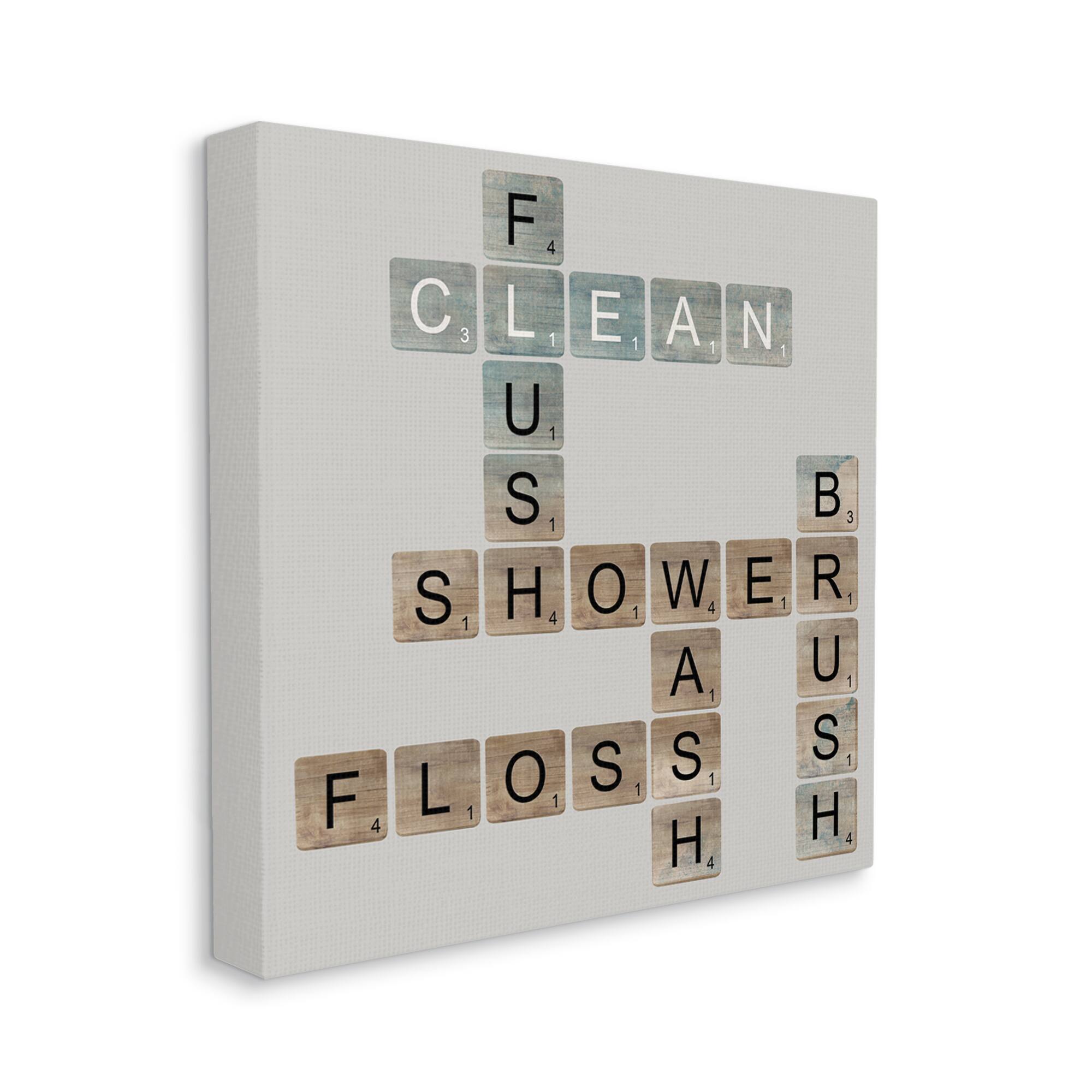 Stupell Industries Scrabble Bathroom Illustration Canvas Wall Art