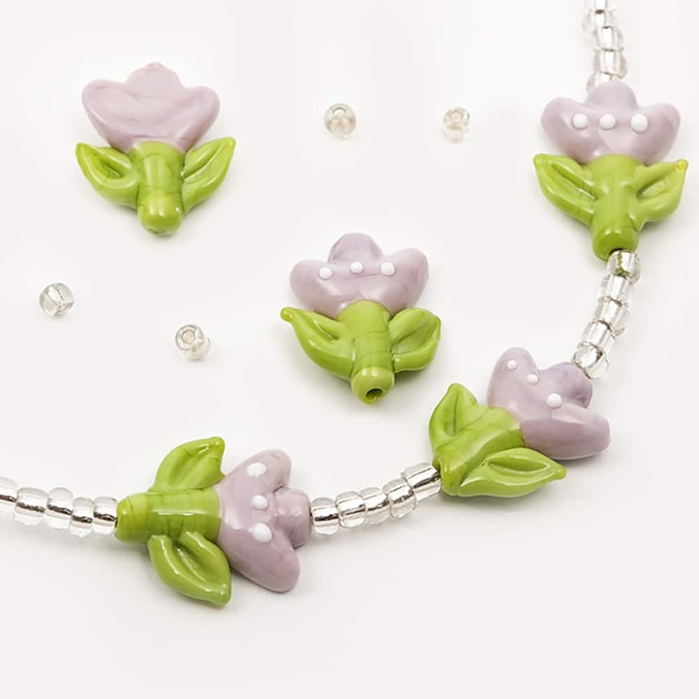 Jesse James Beads 20mm Purple Tulip Glass Beads