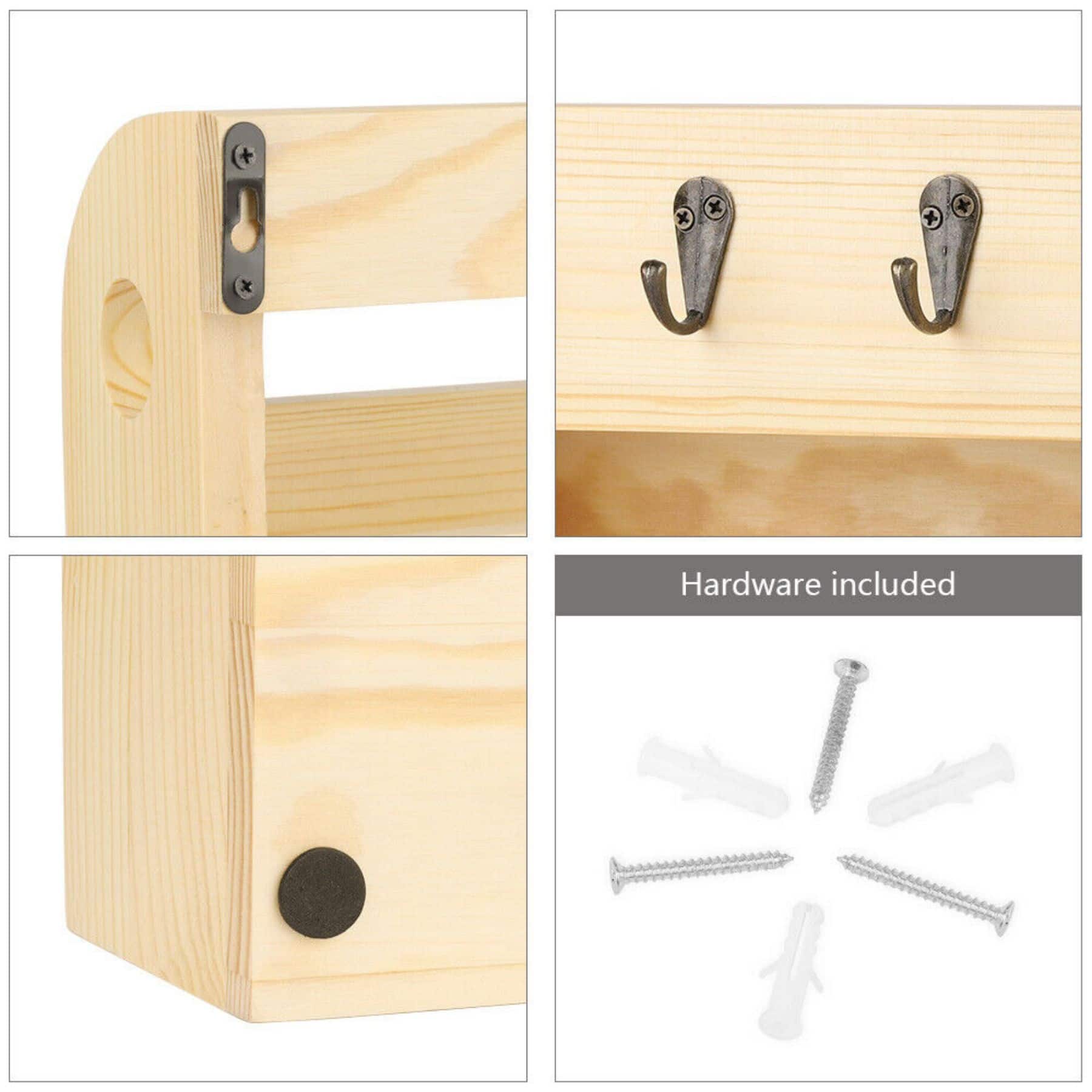NEX™ Brown Wood Wall Mounted Mail & Key Holder