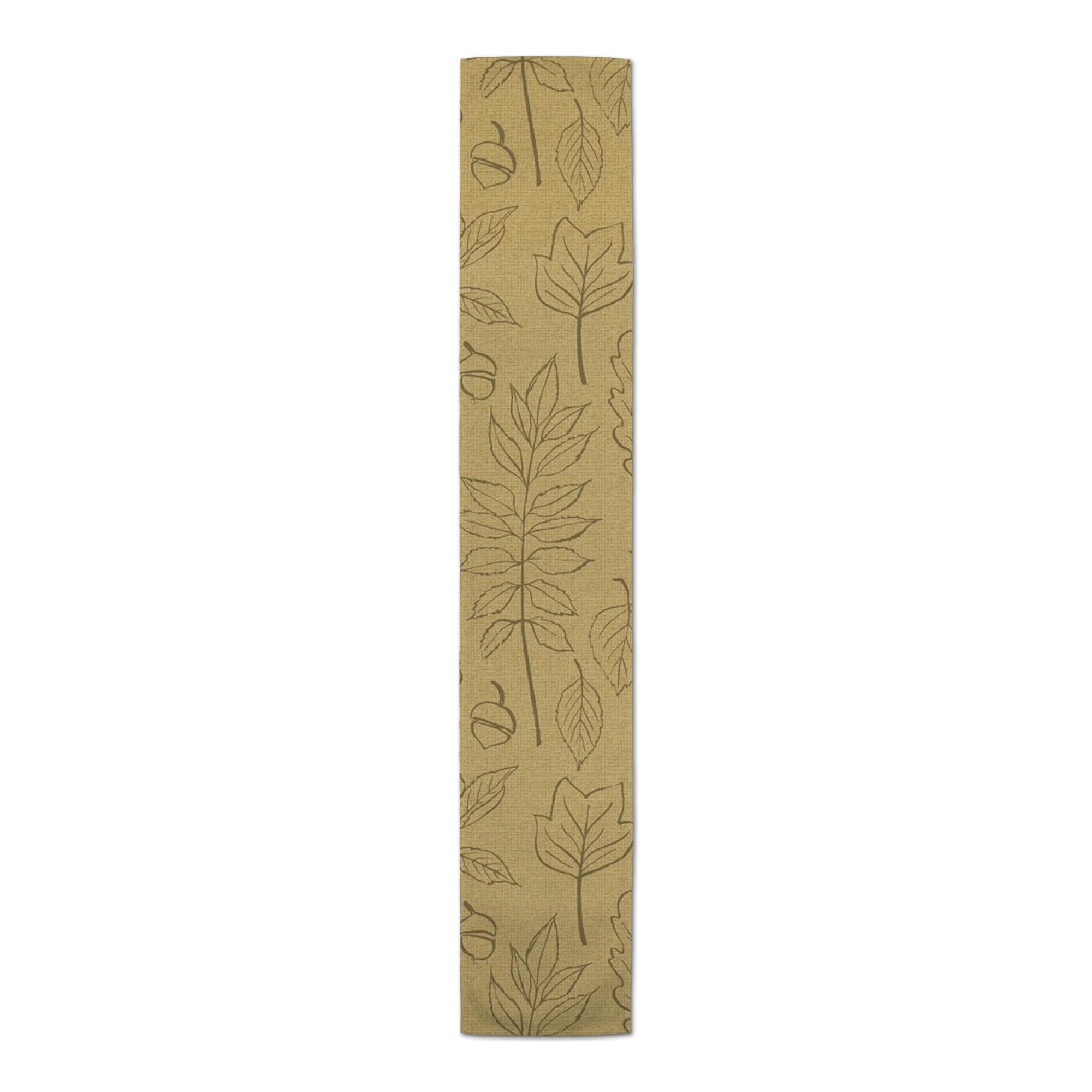 90'' Mustard Yellow Leaf Pattern Cotton Twill Runner