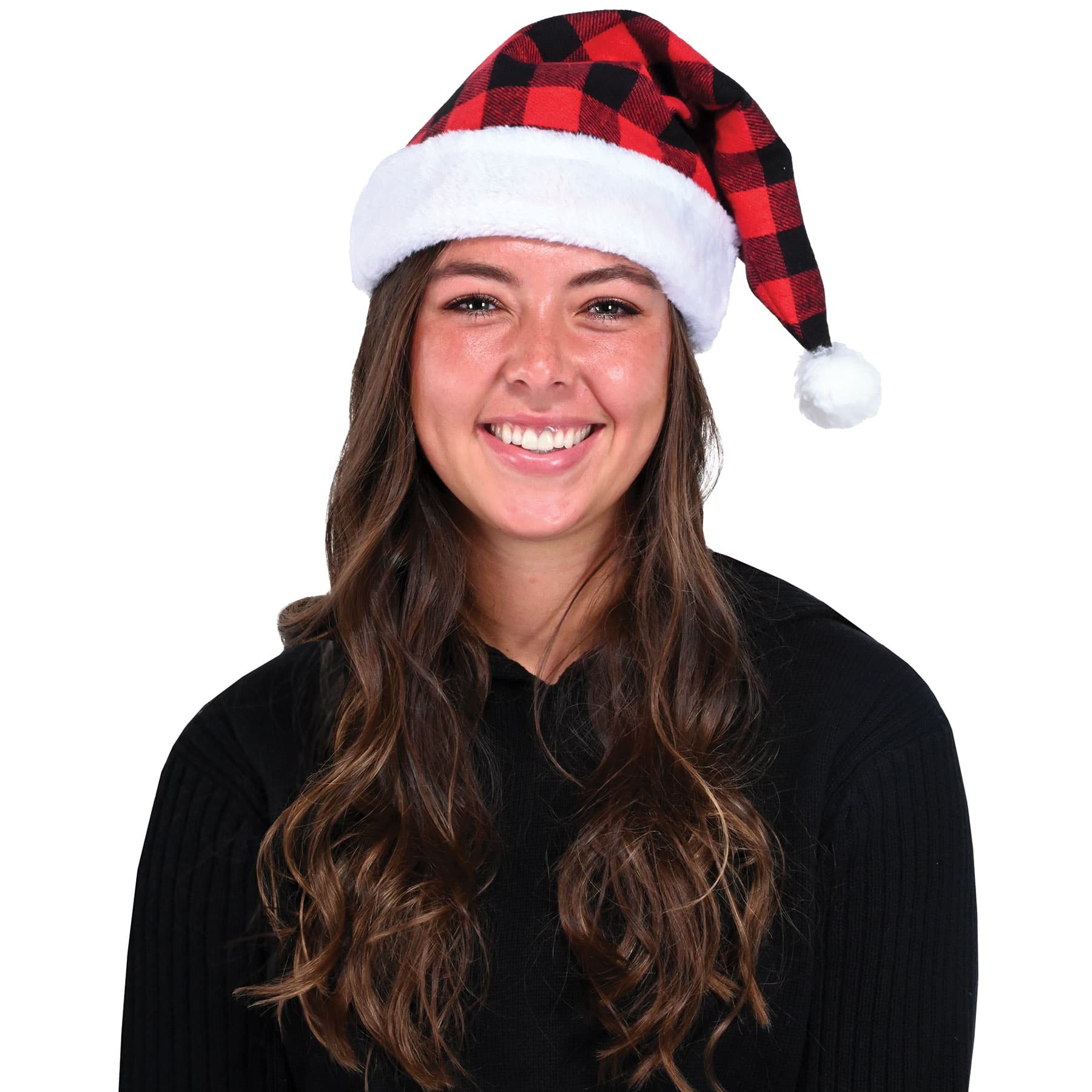 Beistle Red & Black Plaid Santa Hats, 2ct.