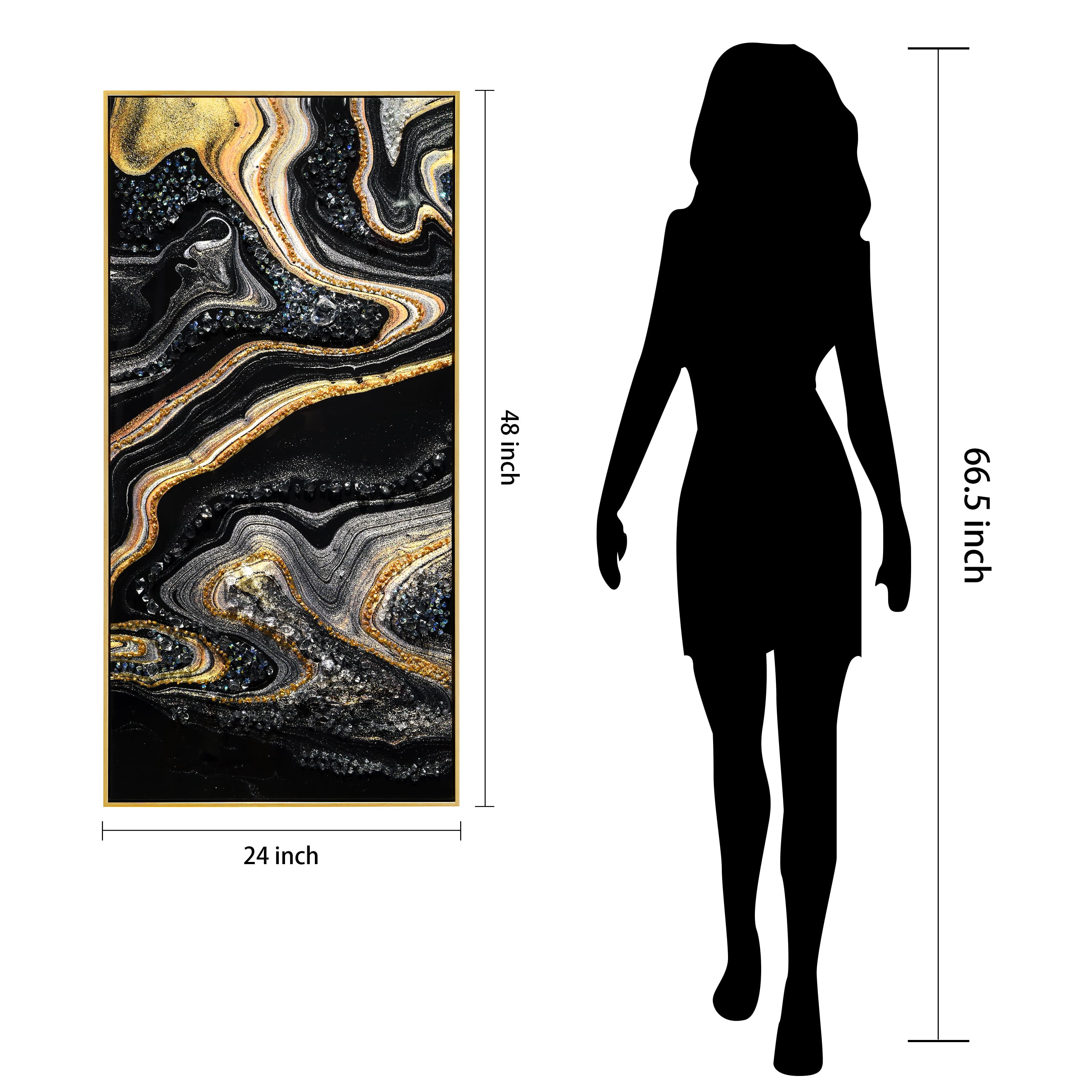Empire Art Direct Arte De Crystallus 24" x 48" Golden Veins I Epoxy Coated Wrapped Framed Glossy Abstract Canvas Wall Art