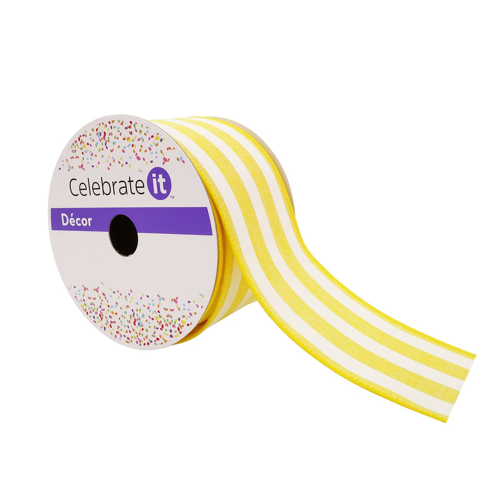 12 Pack: 2.5" x 25ft. Faux Linen Wired Thick Striped Ribbon by Celebrate It™ Décor