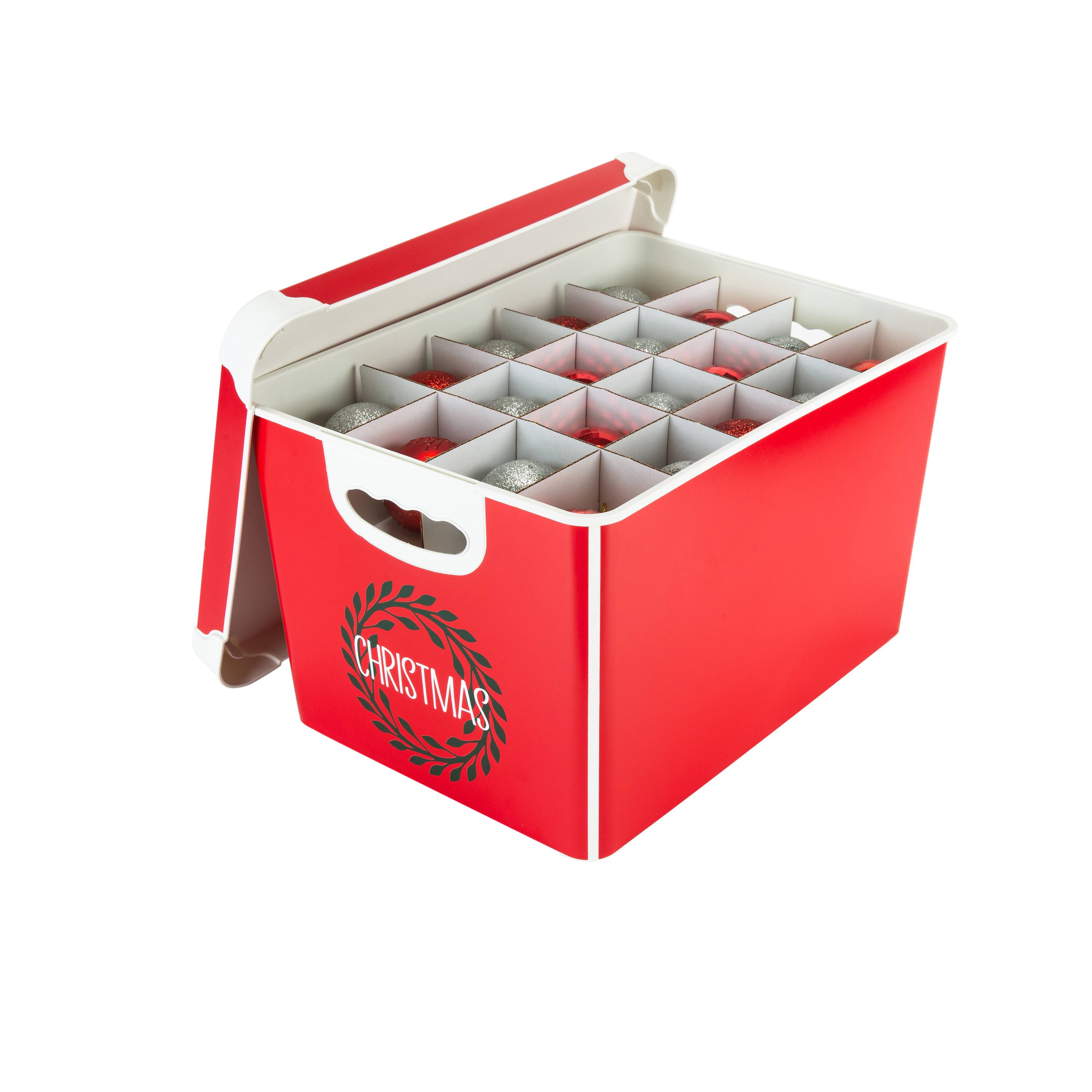 Simplify 15.4" Christmas Wreath 60 Ornament Storage Tote Bin