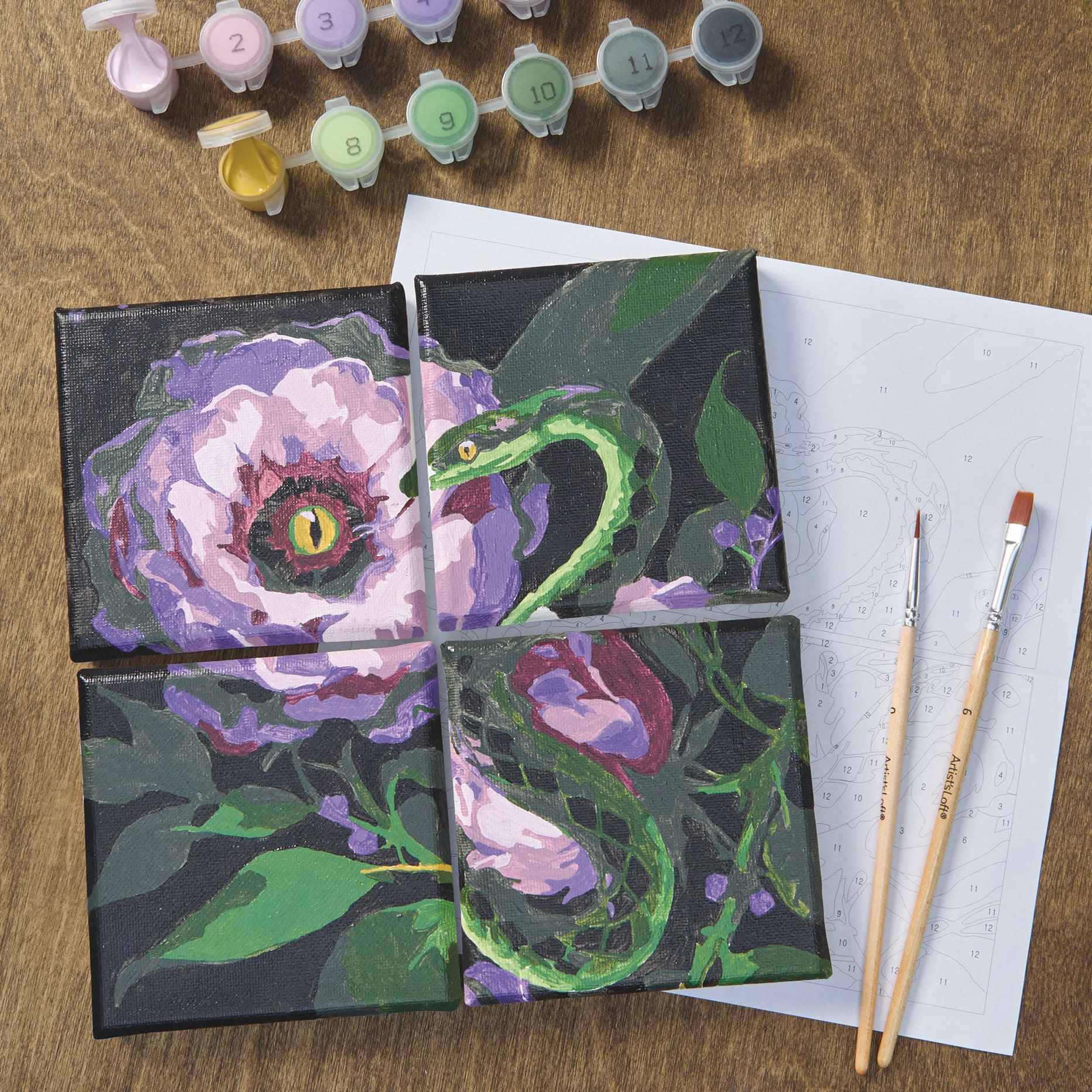 Flower & Snake Paint-by-Number Gallery Mini Kit by Artist's Loft®