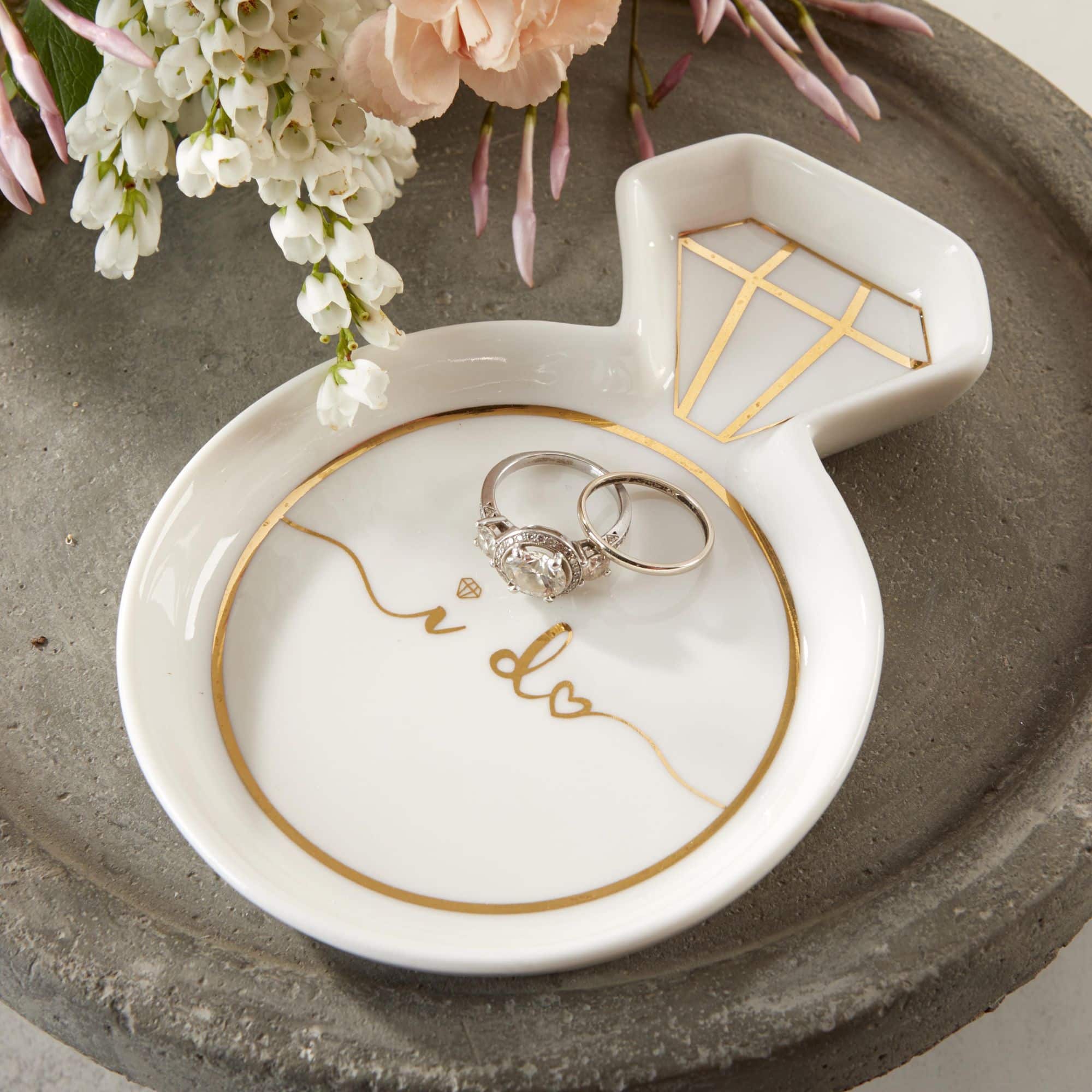 Kate Aspen White Diamond Ring Trinket Dish