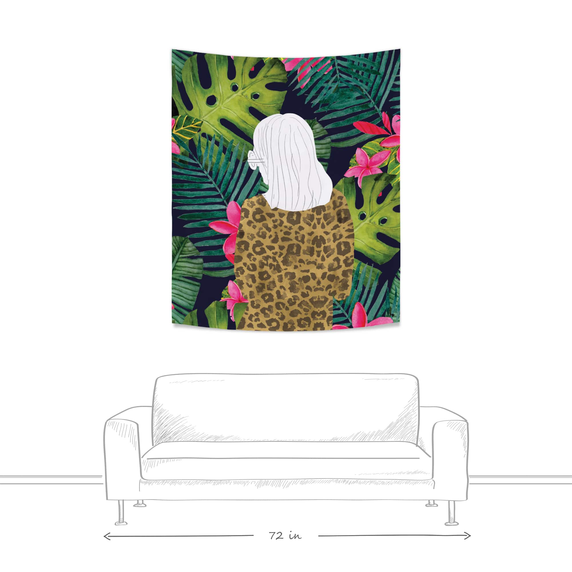 Girl in Jungle Tapestry