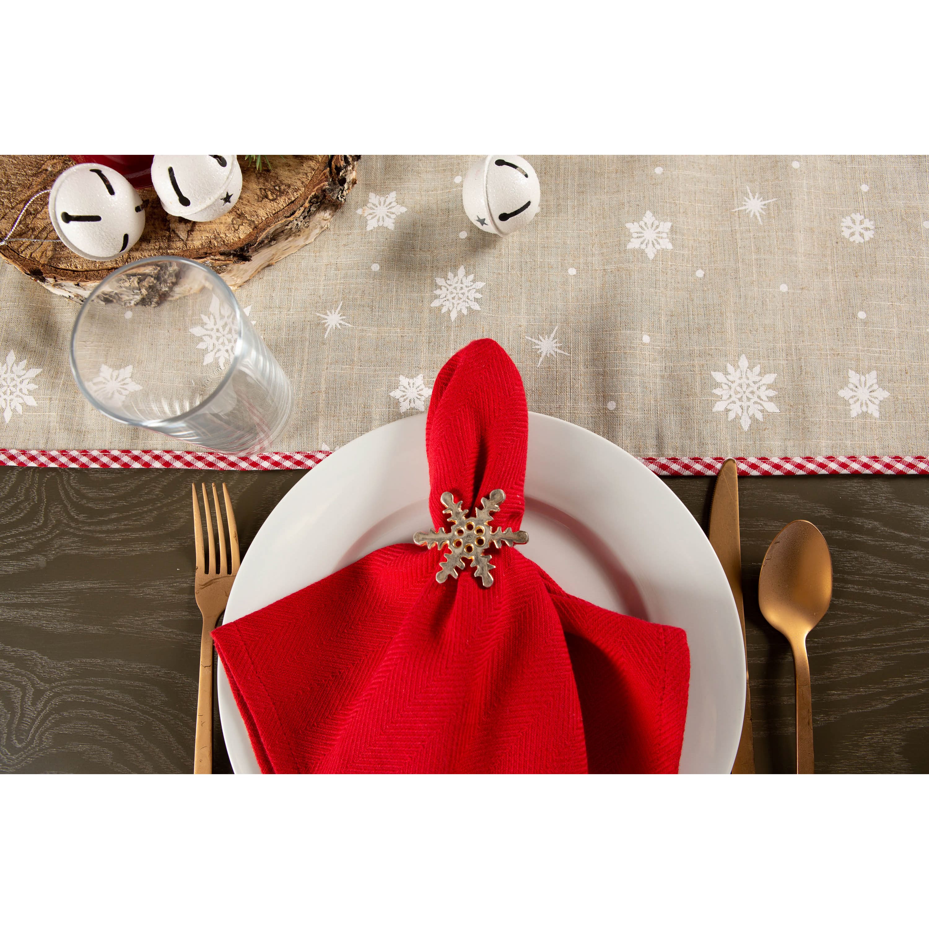 DII® 108" Red Reindeer Embroidered Table Runner