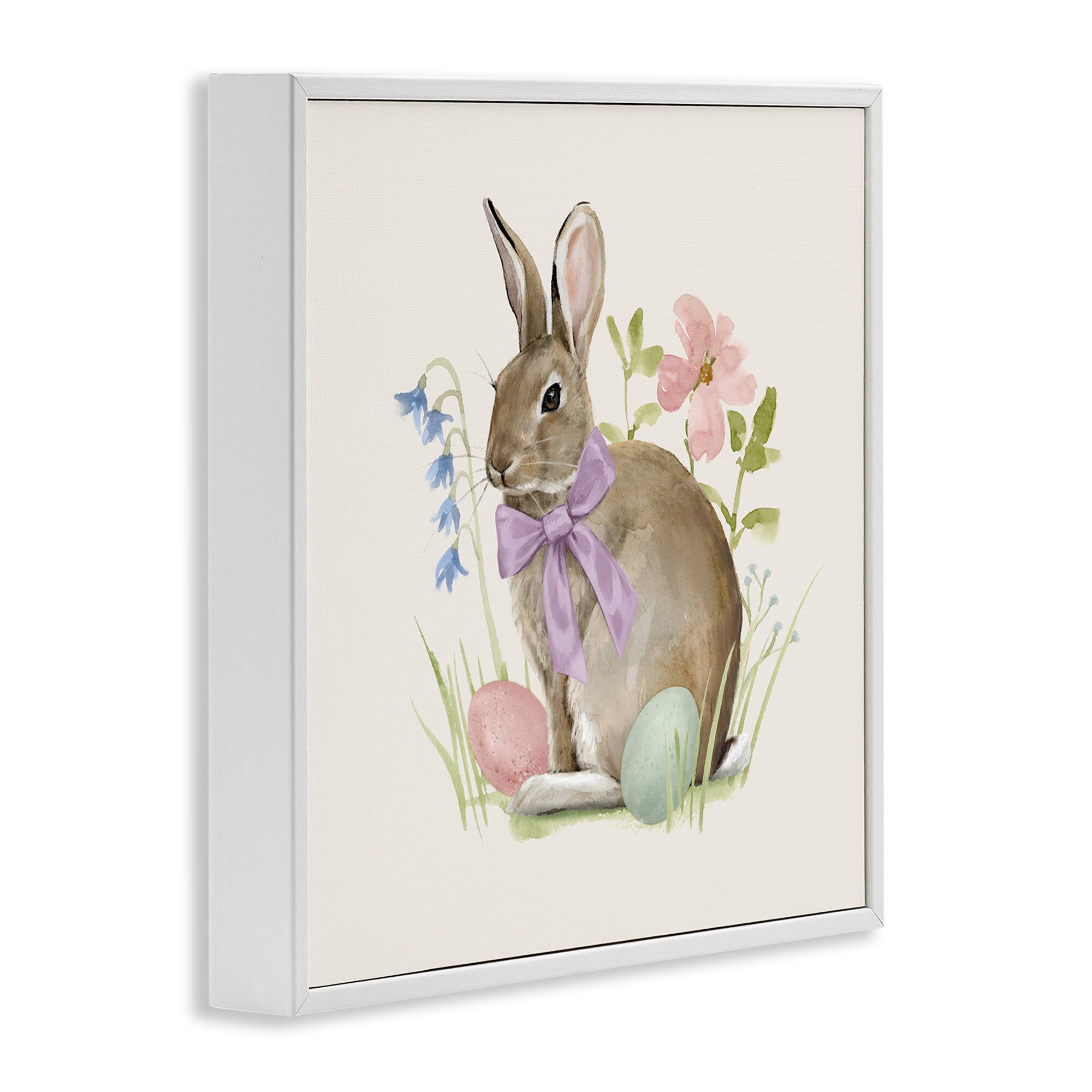 Stupell Industries Spring Bunny Rabbit Easter Eggs Blossoming Flowers Framed Giclee Art