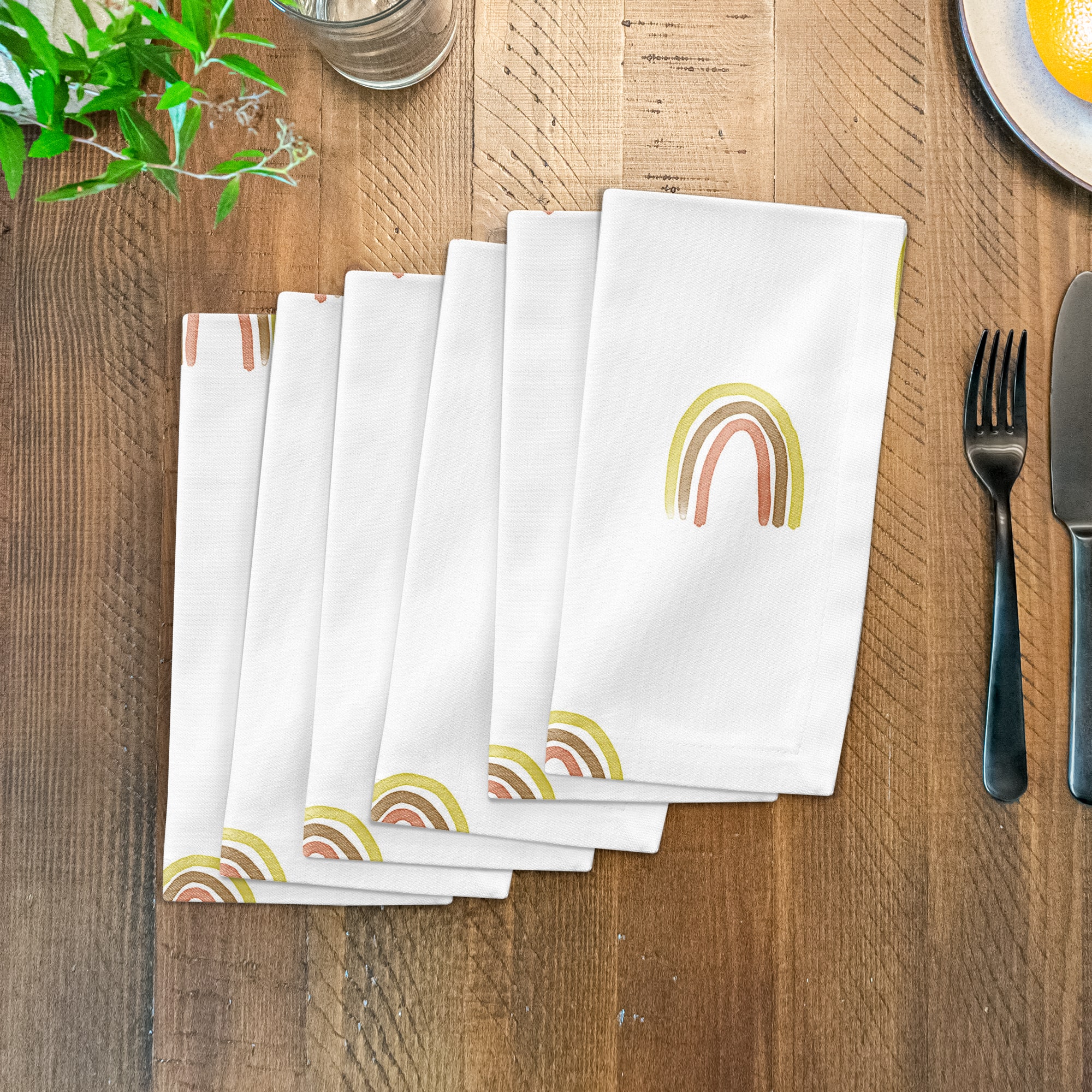 Random Rainbow Pattern 10" x 10" Cotton Twill Napkin