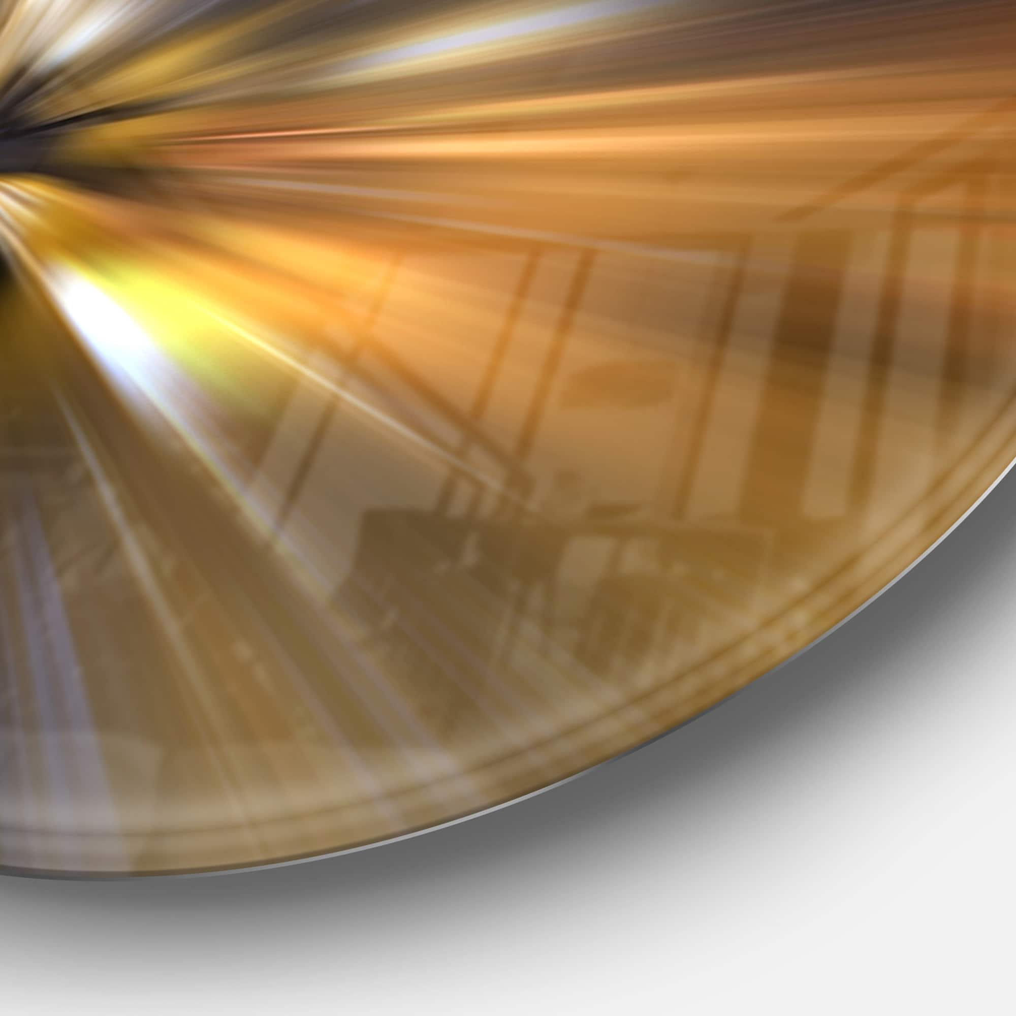 Designart - Glowing Brown Focus Light' Large Abstract Circle Metal Wall Art