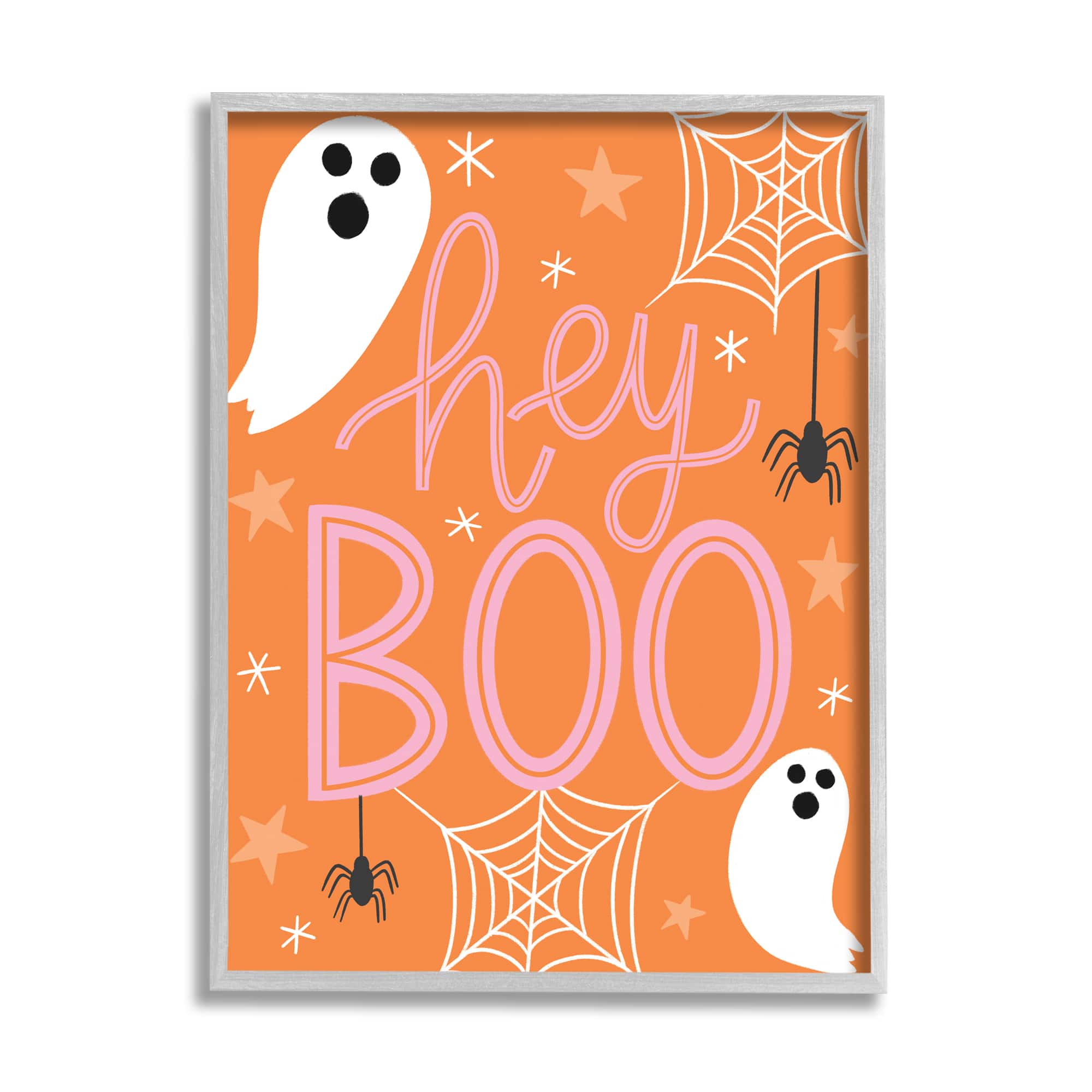 Stupell Industries Hey Boo Orange Halloween Ghosts Framed Giclee Art