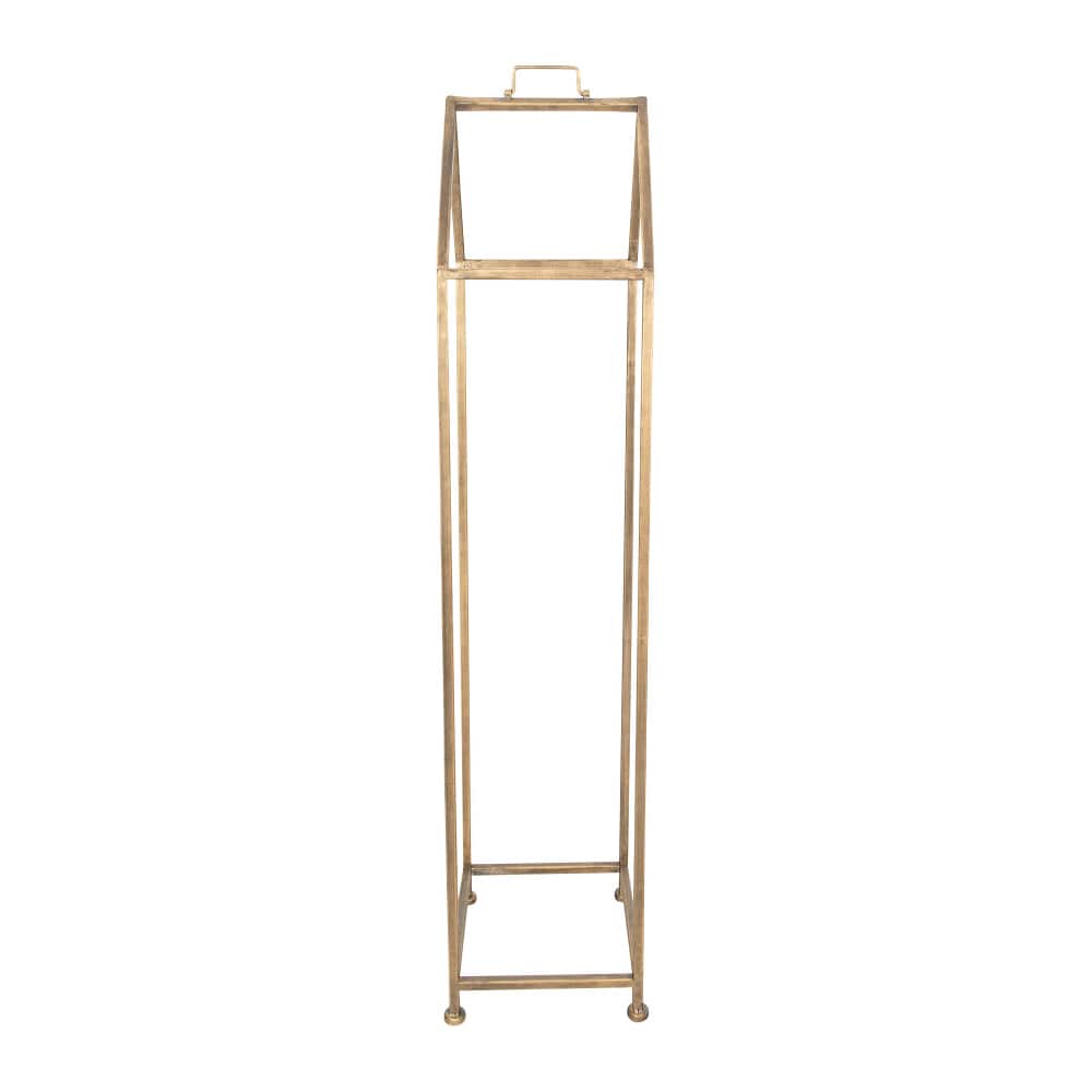 Hello Honey® 55.8" Gold Finish Metal House-Shaped Fire Wood Holder with Handle