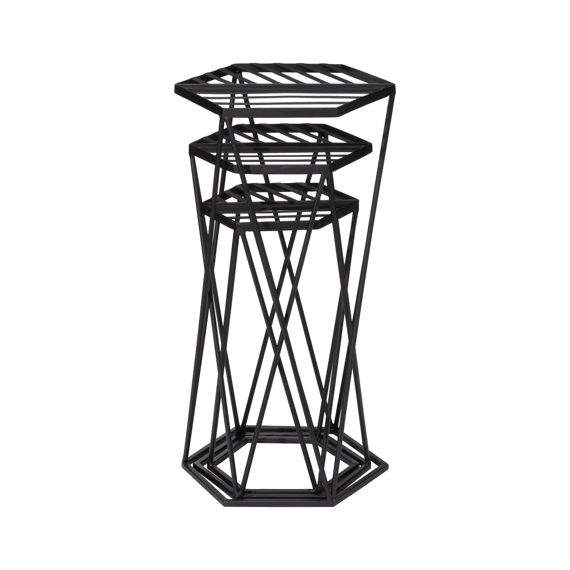 Glitzhome® Modern Hexagon Black Metal Planter Set