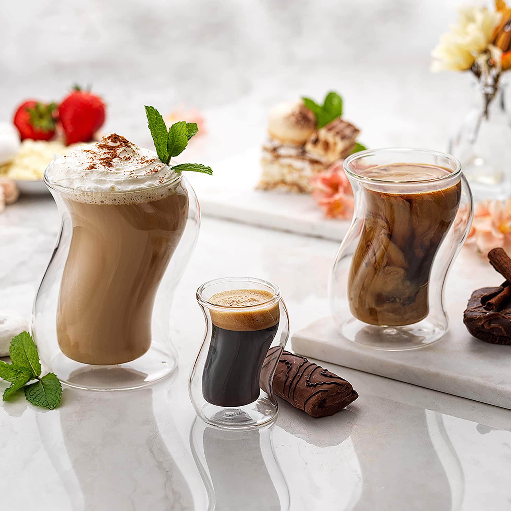 JoyJolt® 8oz. Pivot Double Wall Coffee Glasses, 4ct.