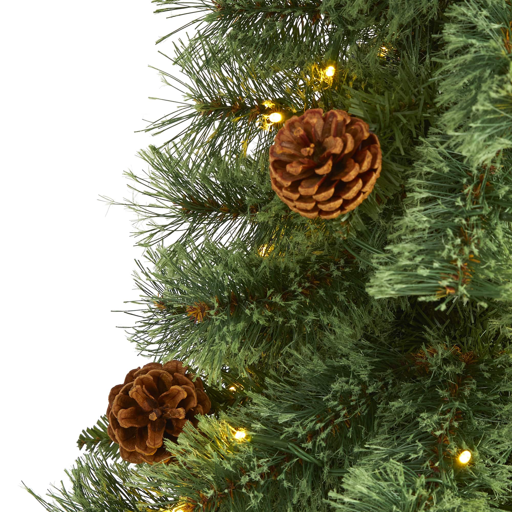 4ft. Pre-Lit White Mountain Pine & Pinecones Artificial Christmas Tree with Clear LED Lights