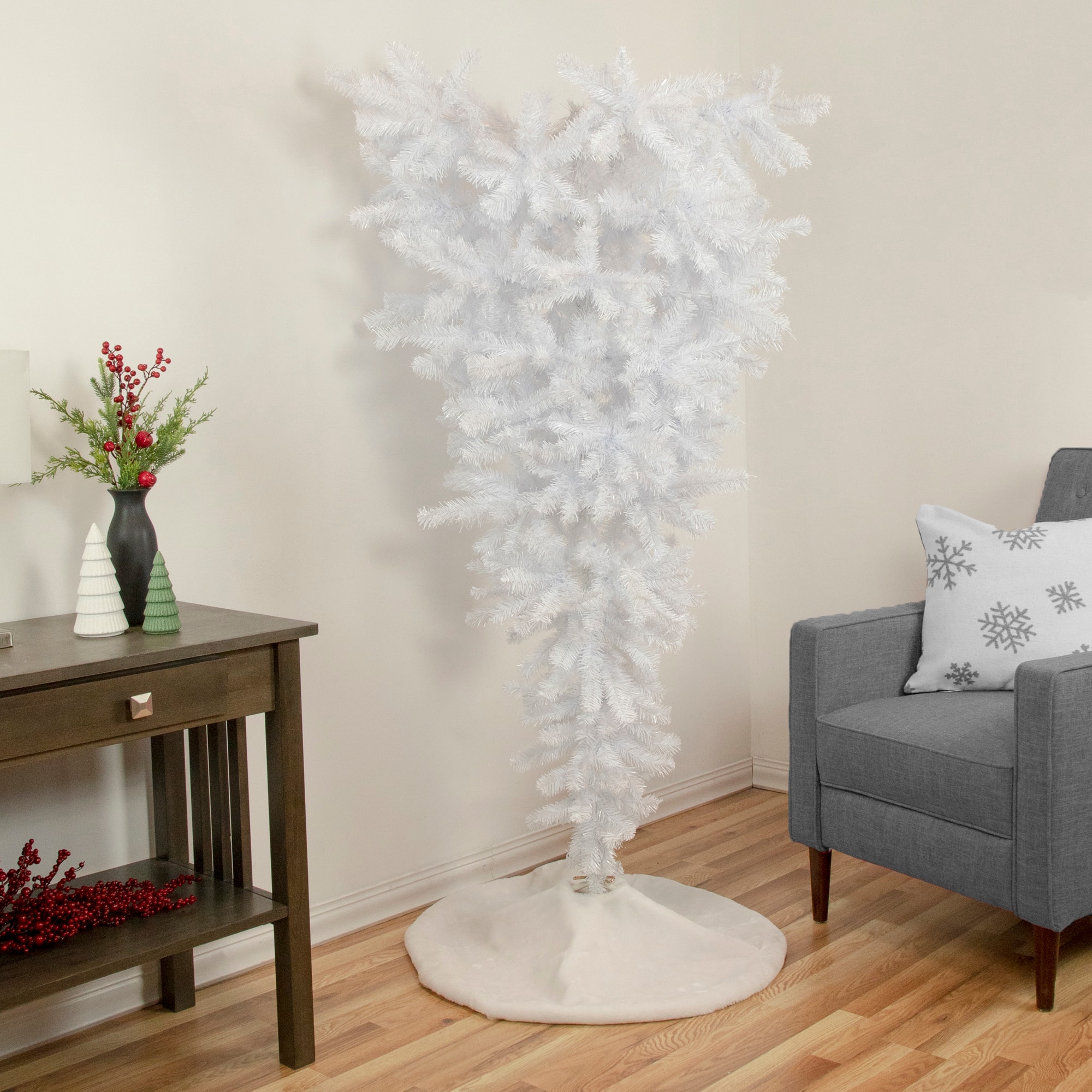5.5ft. Unlit Upside Down White Spruce Artificial Christmas Tree