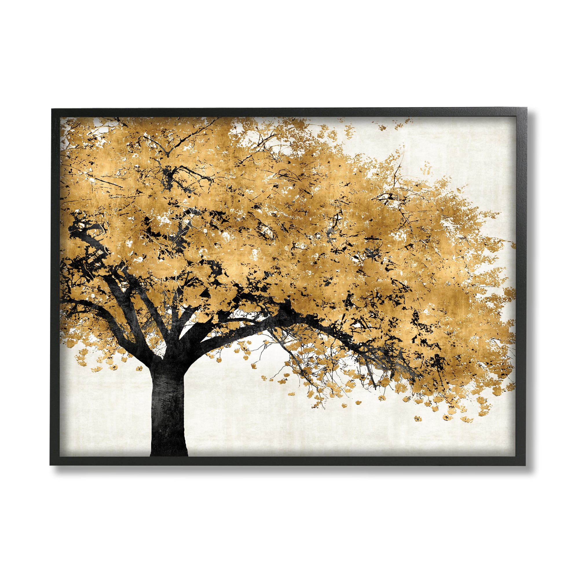 Stupell Industries Traditional Tree with Autumn Leaves over Neutral in Frame Wall Art