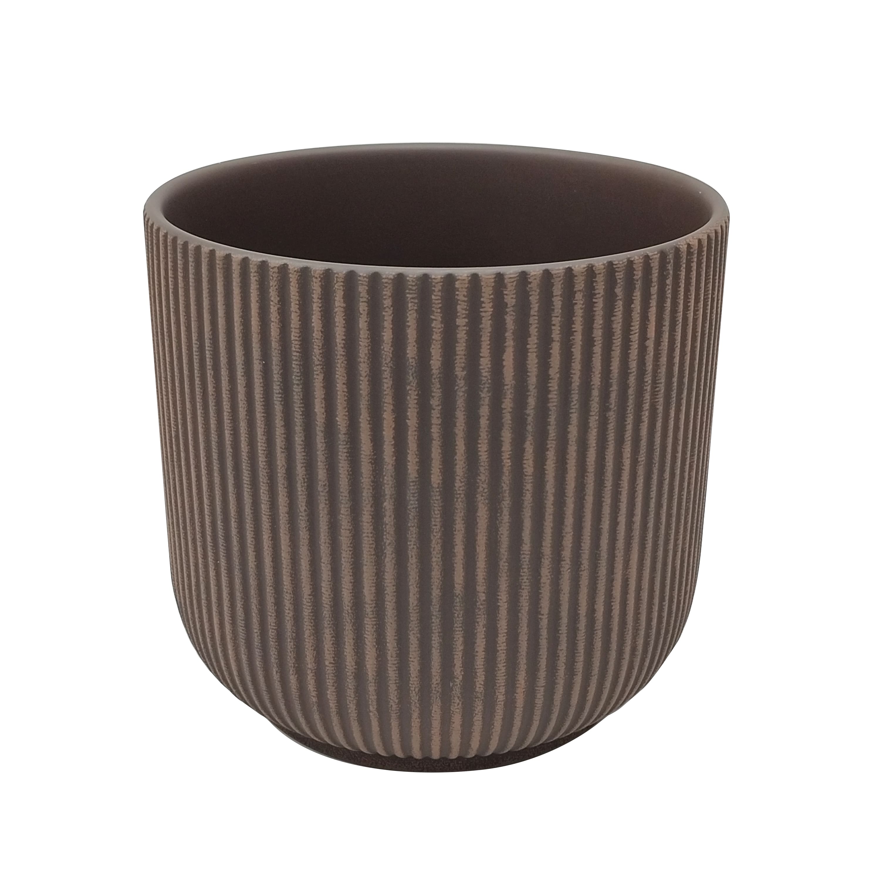 7.5" Brown Ridged Ceramic Pot by Ashland®