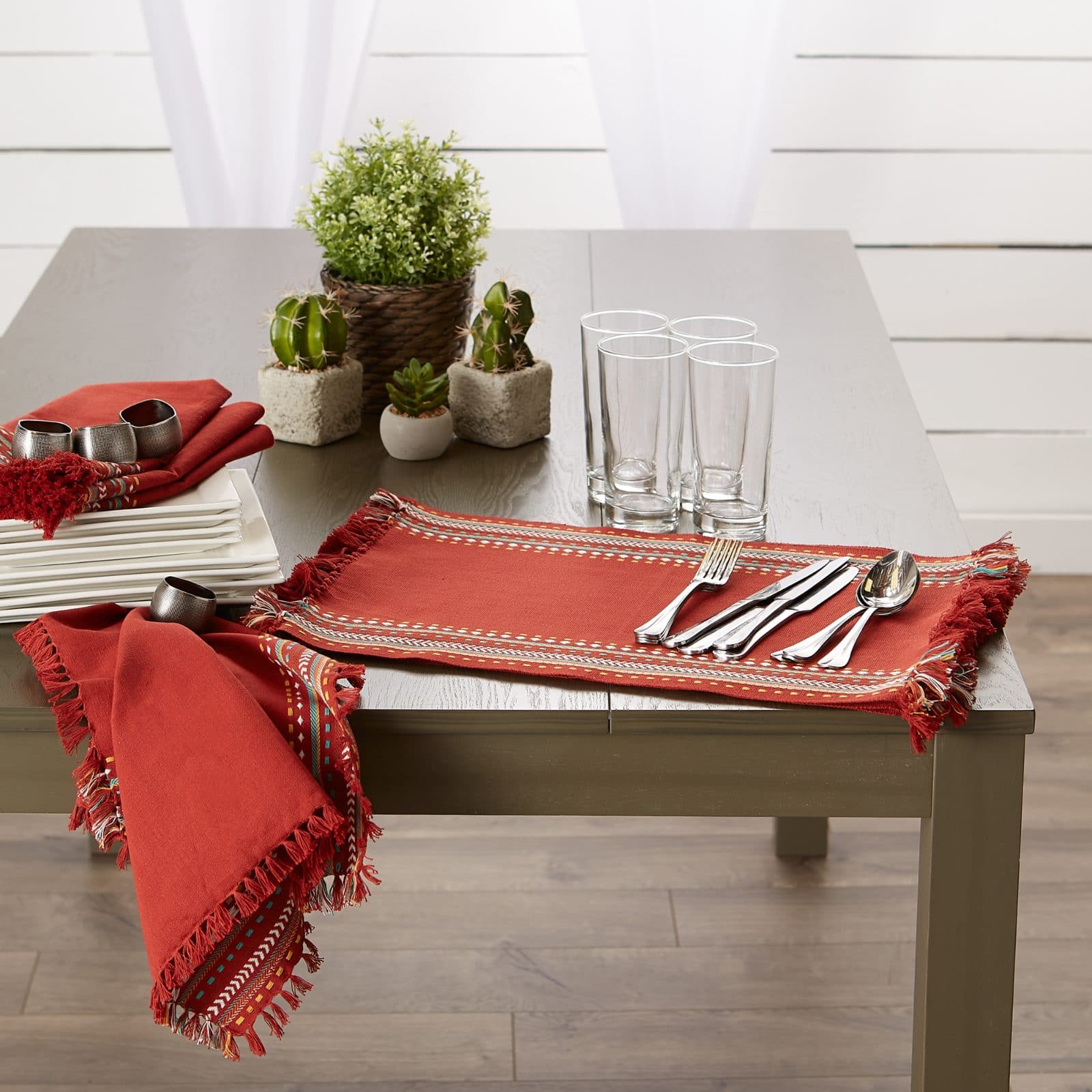DII® Red Chipotle Hacienda Stripe Kitchen Textiles Set, 6ct.