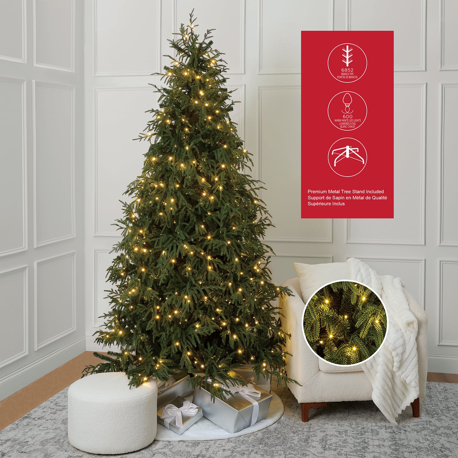 7.5ft. Pre-Lit Norfolk Pine Artificial Christmas Tree, Warm White Twinkle LED Lights by Ashland®