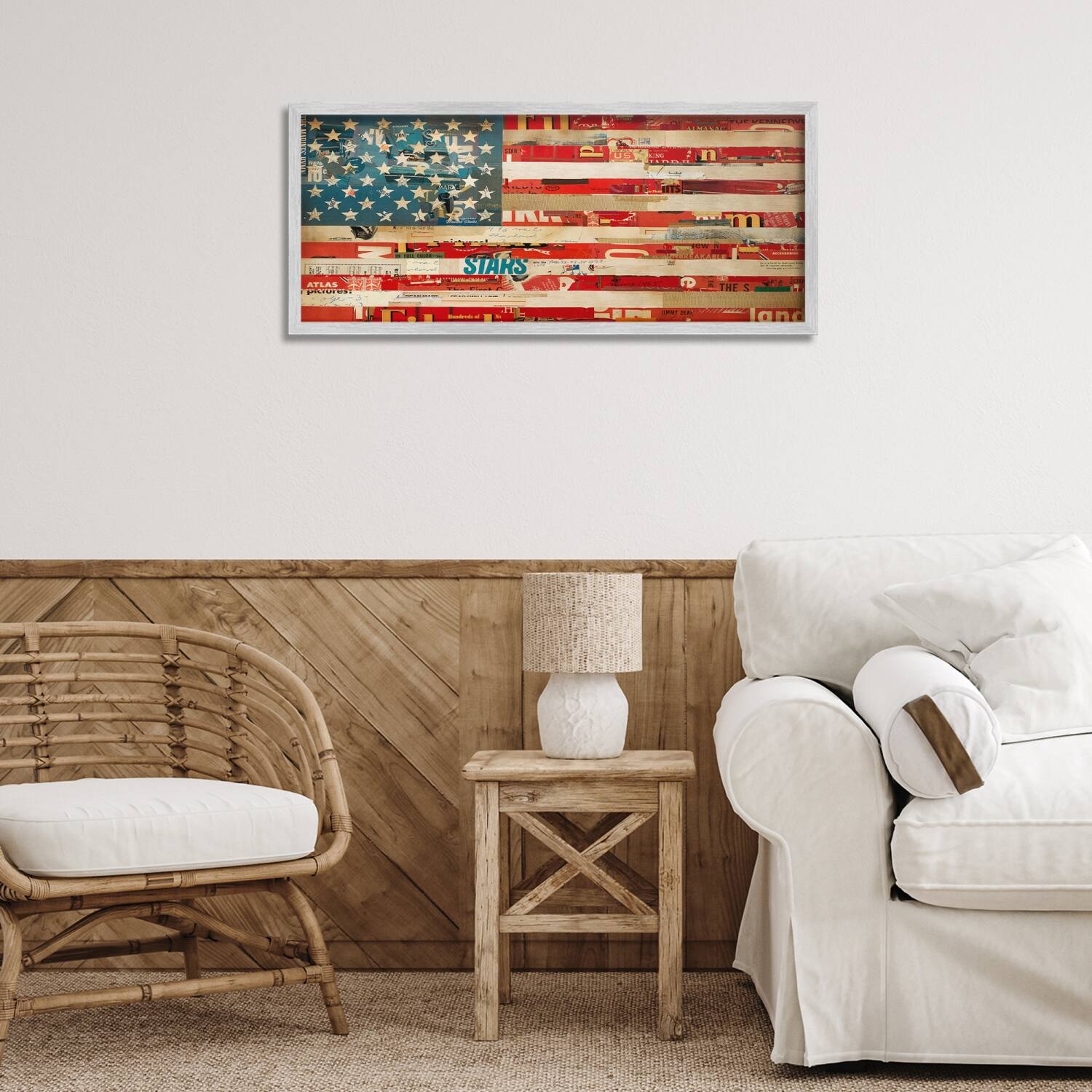 Stupell Industries Patriotic Collaged Flag Framed Giclee Art