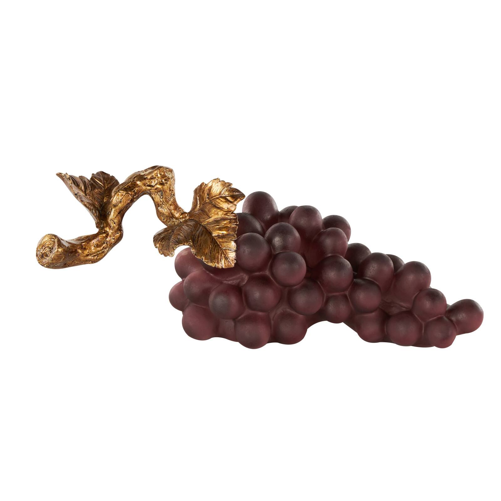 14.25" Purple with Gold Stem Grape Decorative Polystone Sculpture