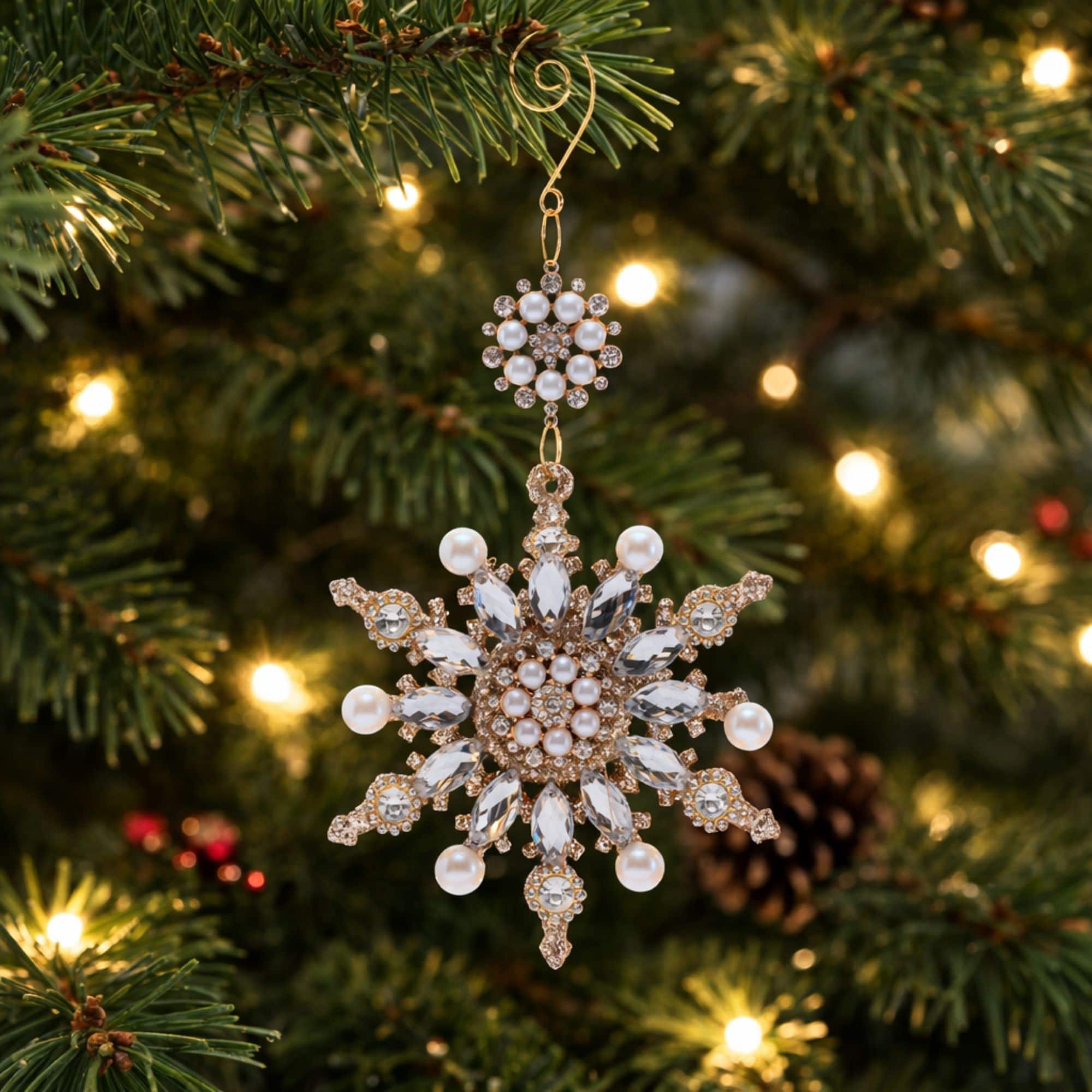 Melrose 10" Pearl & Jewel Snowflake Ornaments, 12ct.