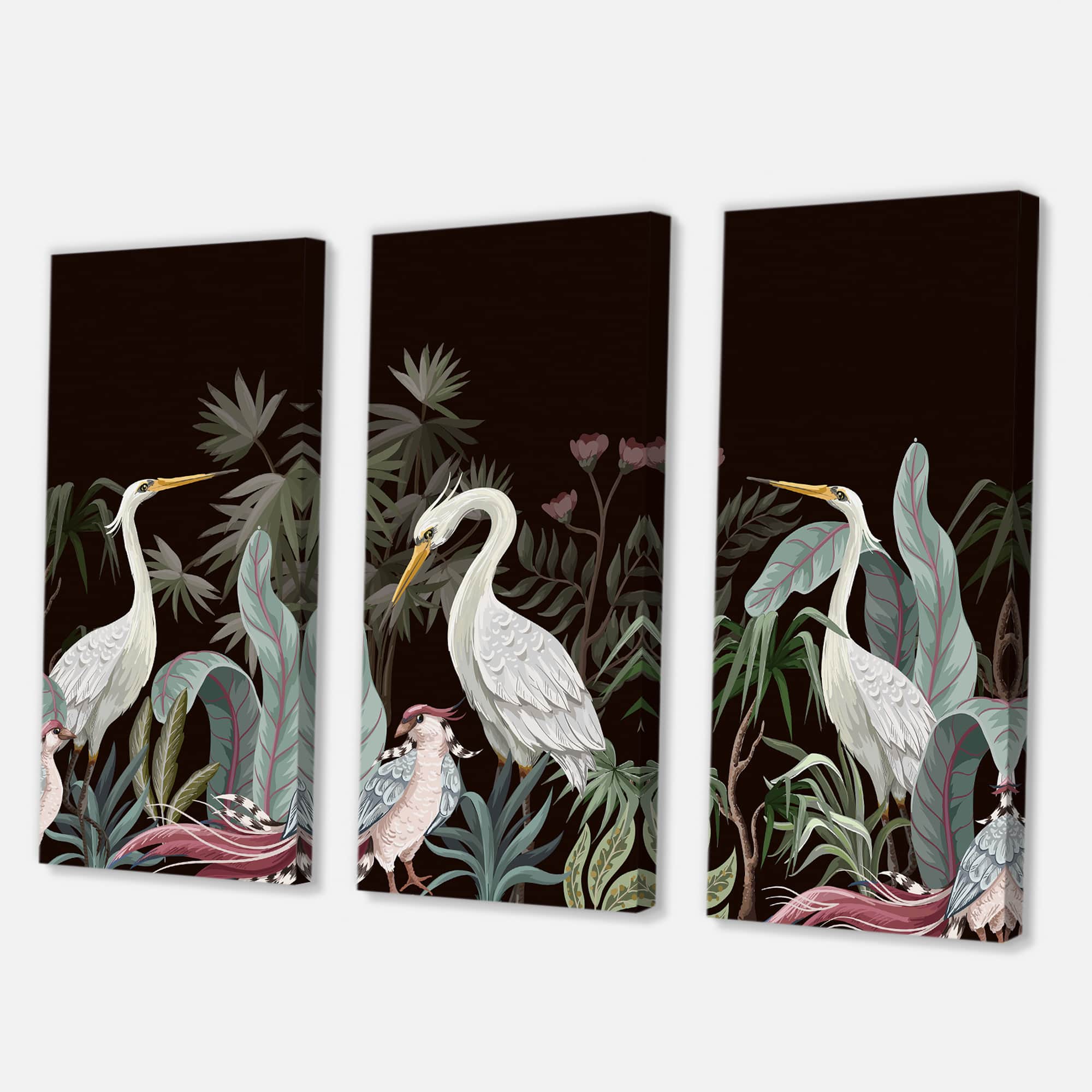 Designart - Chinoiserie With Birds and Peonies III - Traditional Canvas Wall Art Print