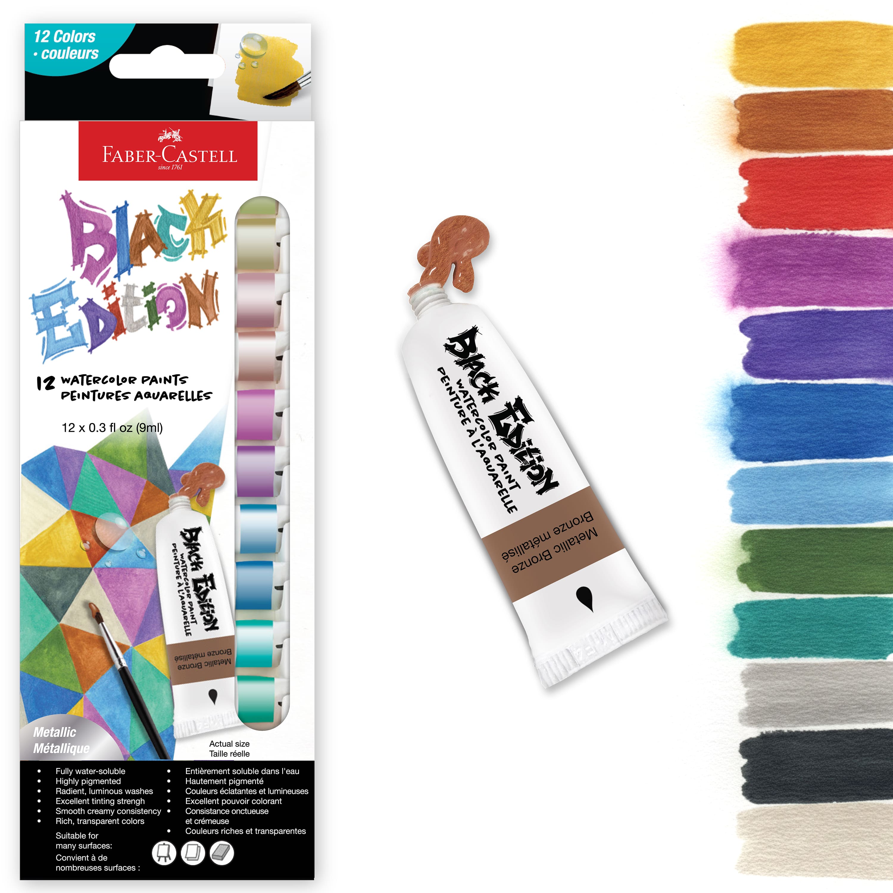 Faber-Castell® Black Edition Metallic Watercolor Paint Tubes
