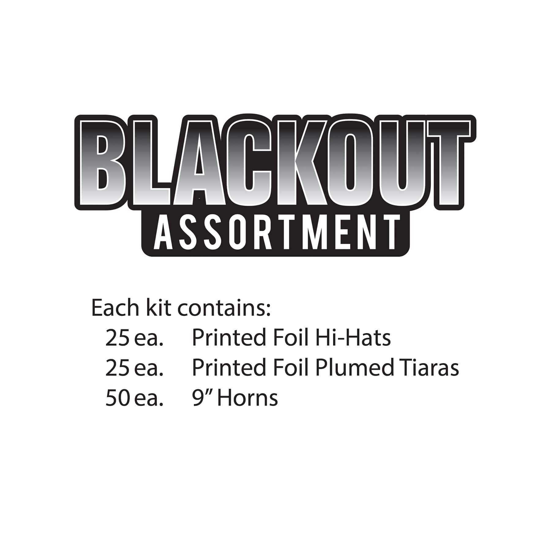 Beistle New Year Blackout Hats, Tiaras & Horns Kit