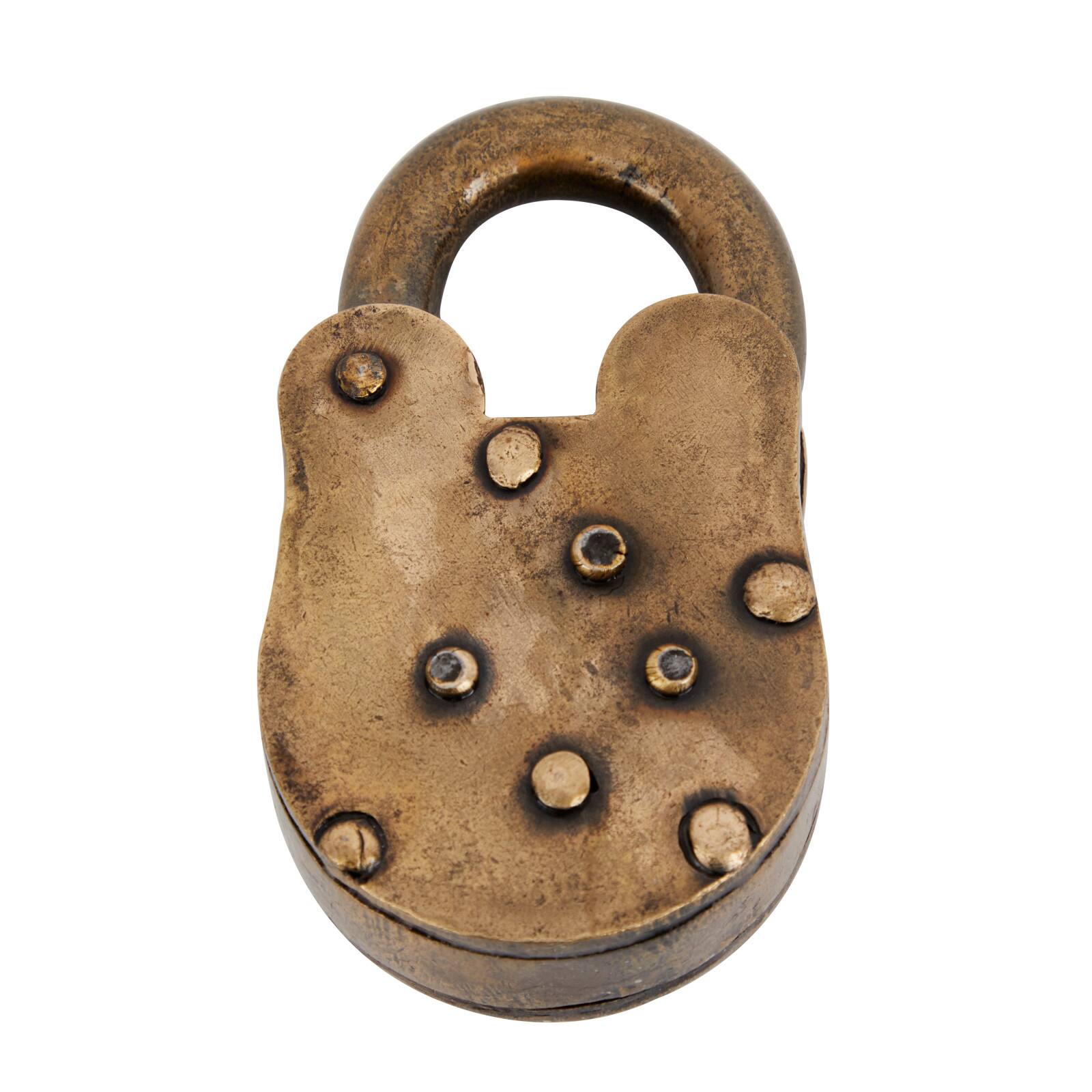 Brass Iron Eclectic Lock And Key, 3" x 4"