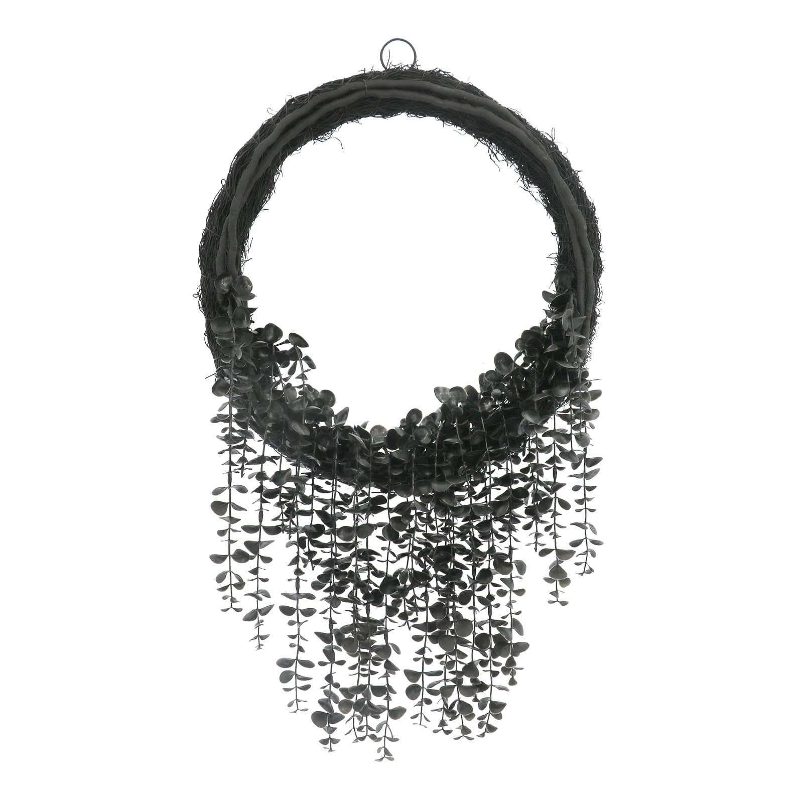 27" Black Dripping Eucalyptus Wreath by Ashland®