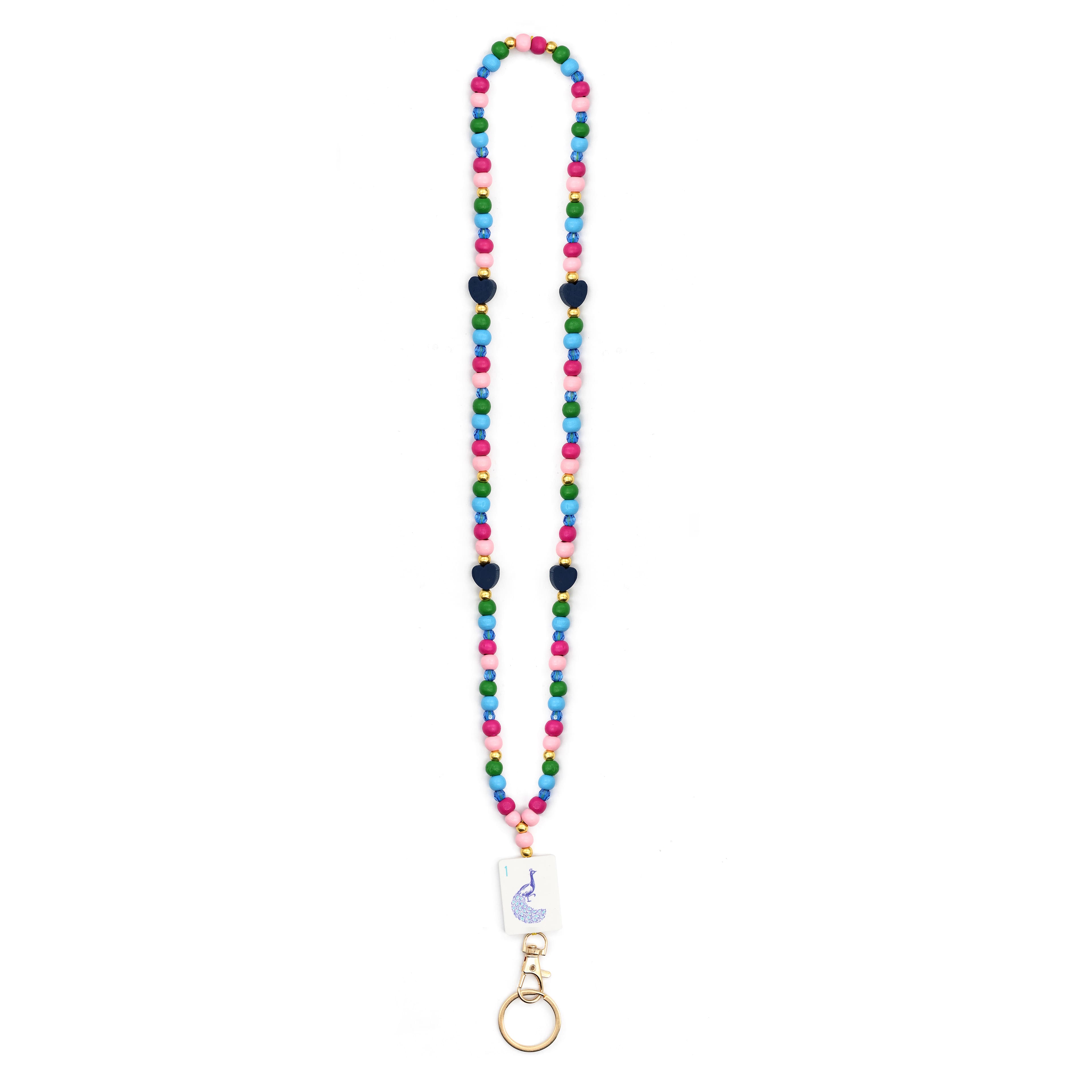 Mahjong Peacock Beaded Lanyard by Fab Finds