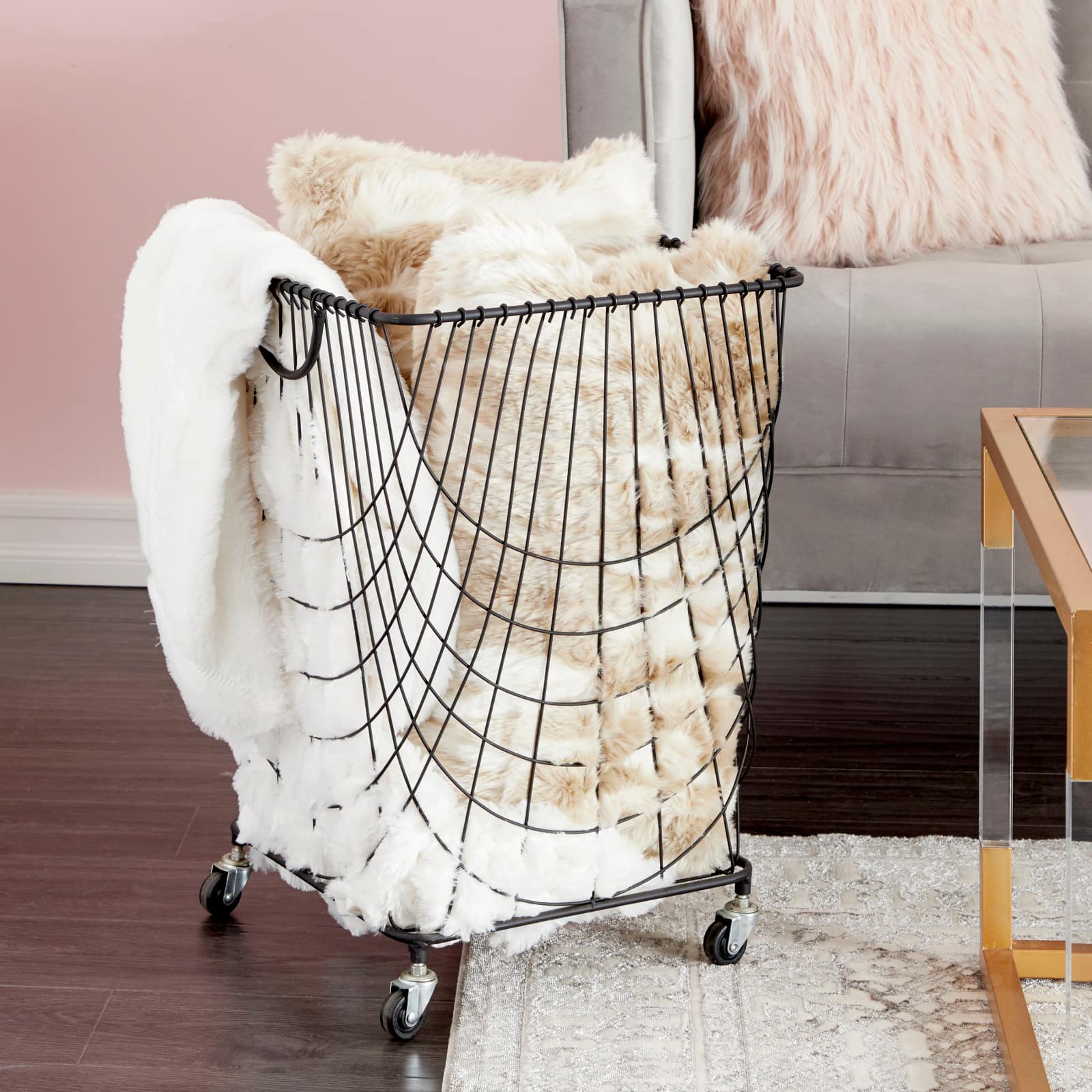 CosmoLiving by Cosmopolitan 24" Black Industrial Metal Storage Cart