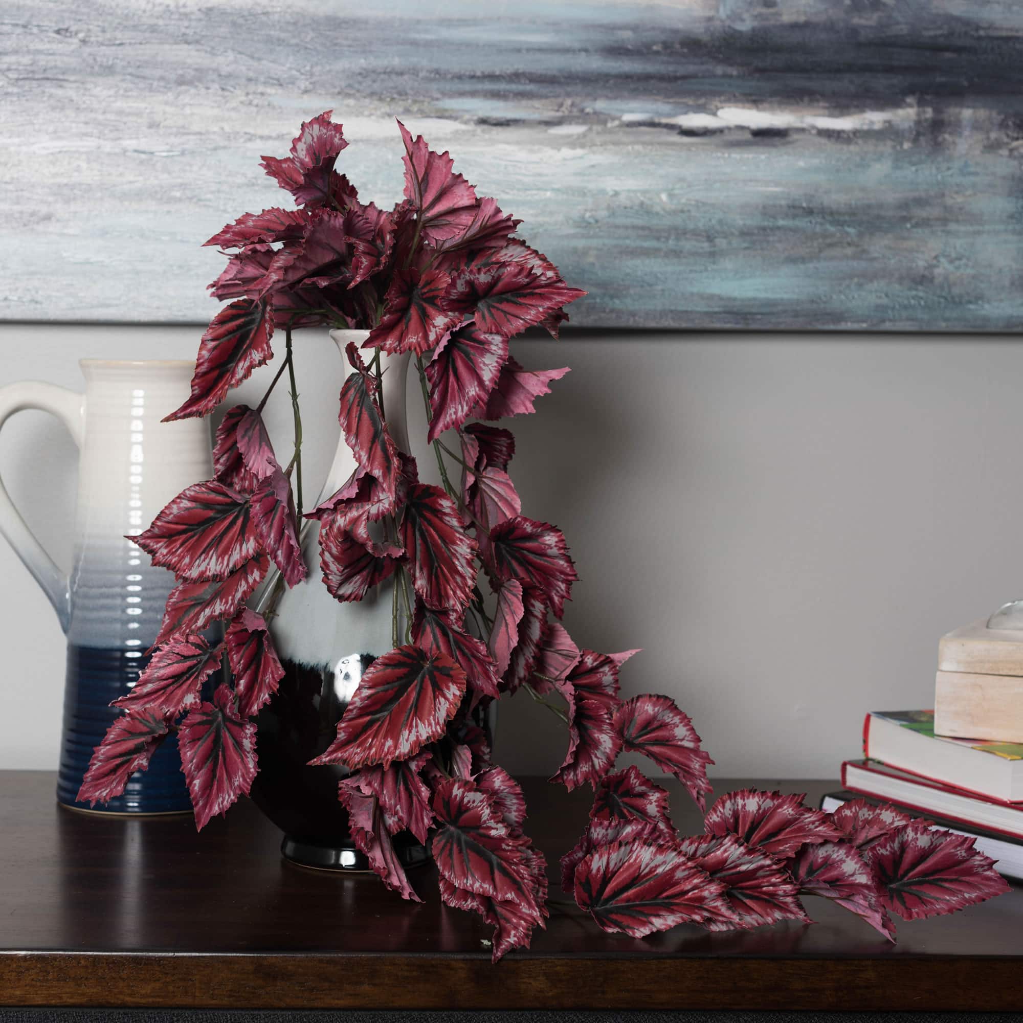 38" Red Artificial Begonia Hanging Bush