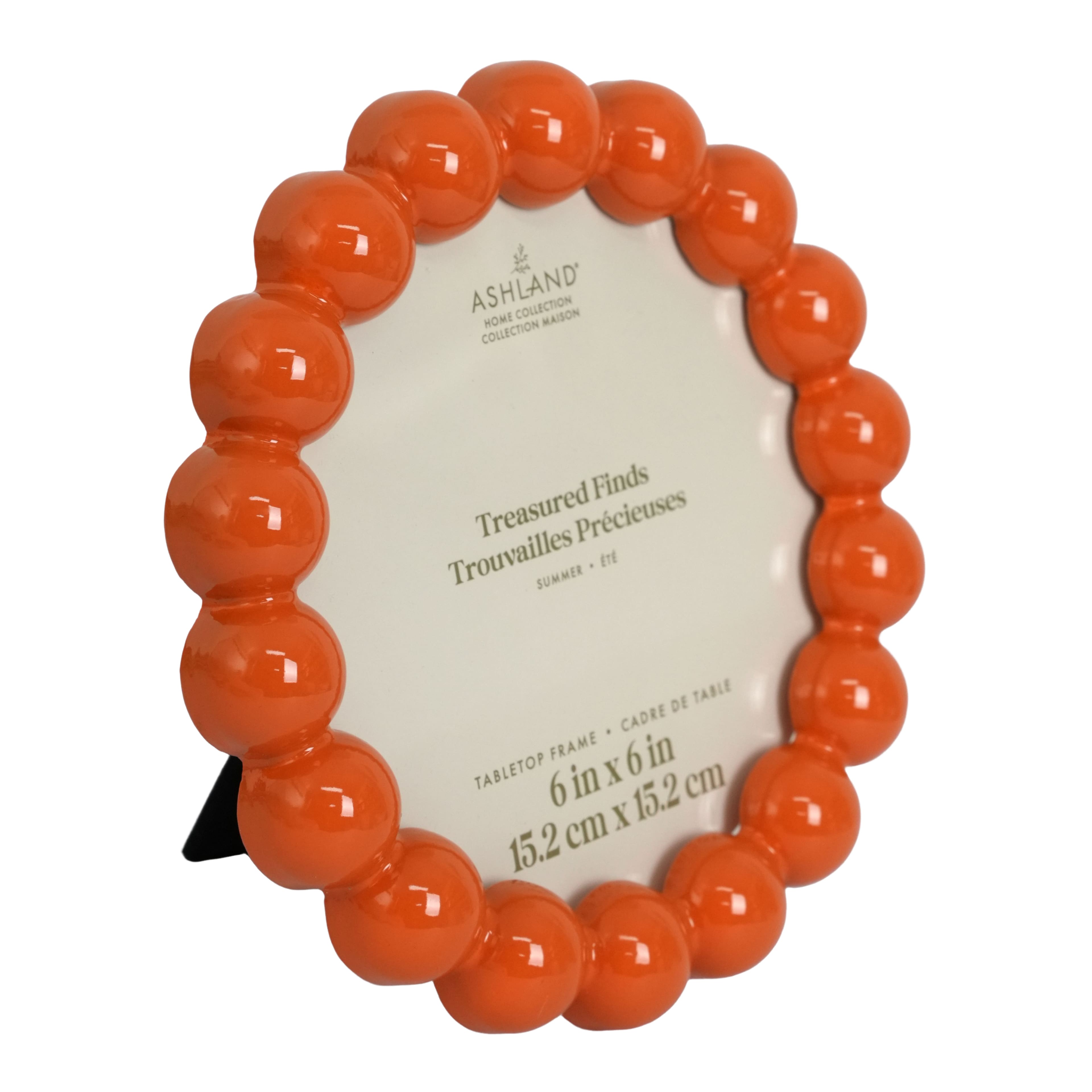 6" x 6" Orange Beaded Round Tabletop Frame, Treasured Finds by Ashland®