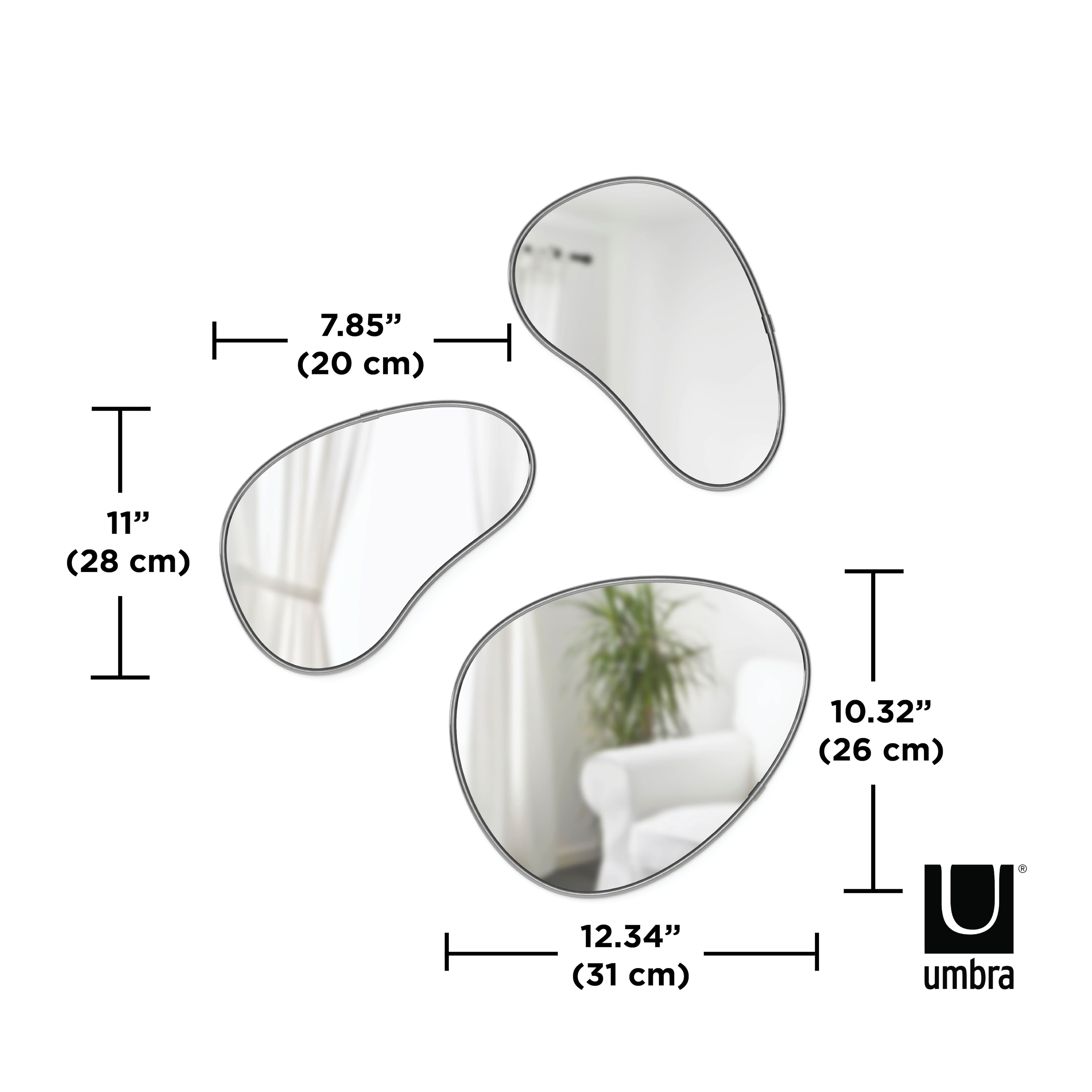 Umbra Titanium Hubba Pebble Mirror Set 