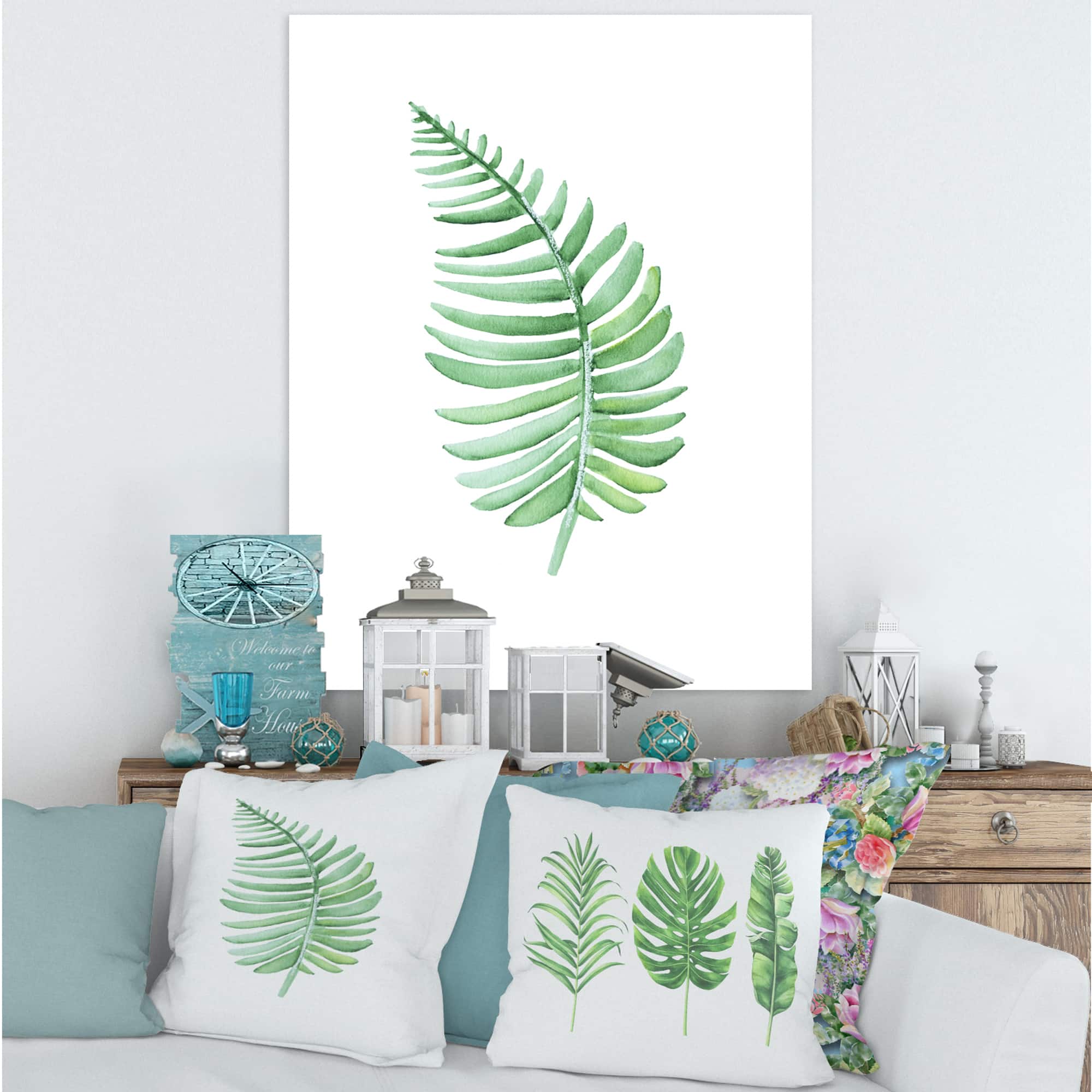 Designart - Tropical Leaf Of Monstera III - Farmhouse Canvas Wall Art Print