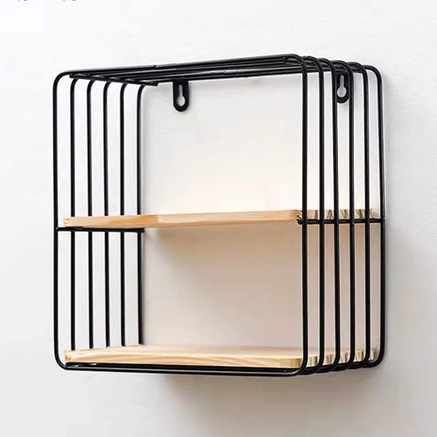 NEX™ Black 2-Tier Iron Square Floating Wall Shelf