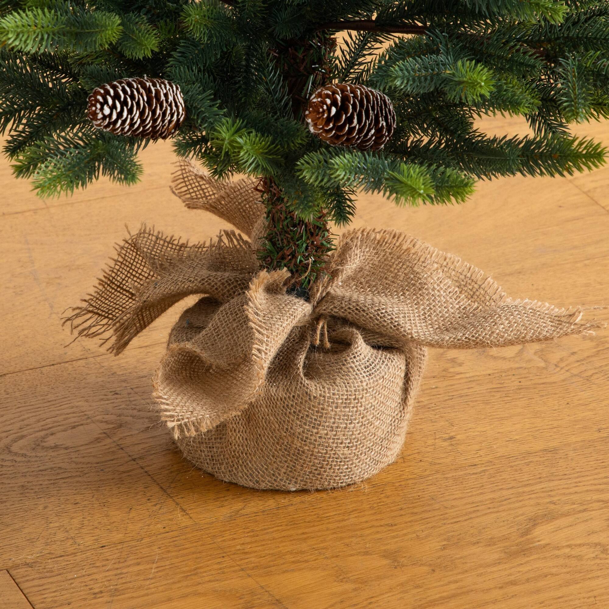 Nearly Natural 4ft. Unlit Artificial Balsam Fir Christmas Tree with Pinecones in Jute Wire Planter
