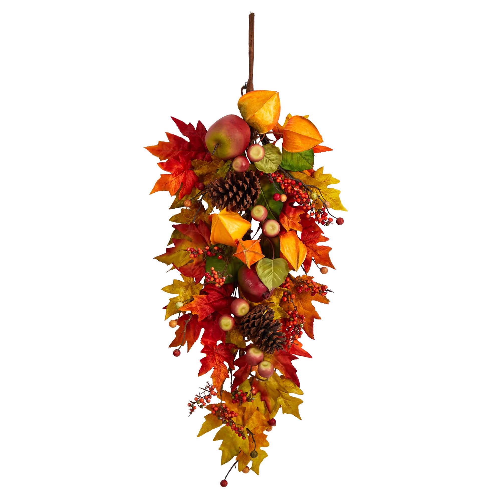 35" Maple Leaf & Berries Fall Teardrop Swag