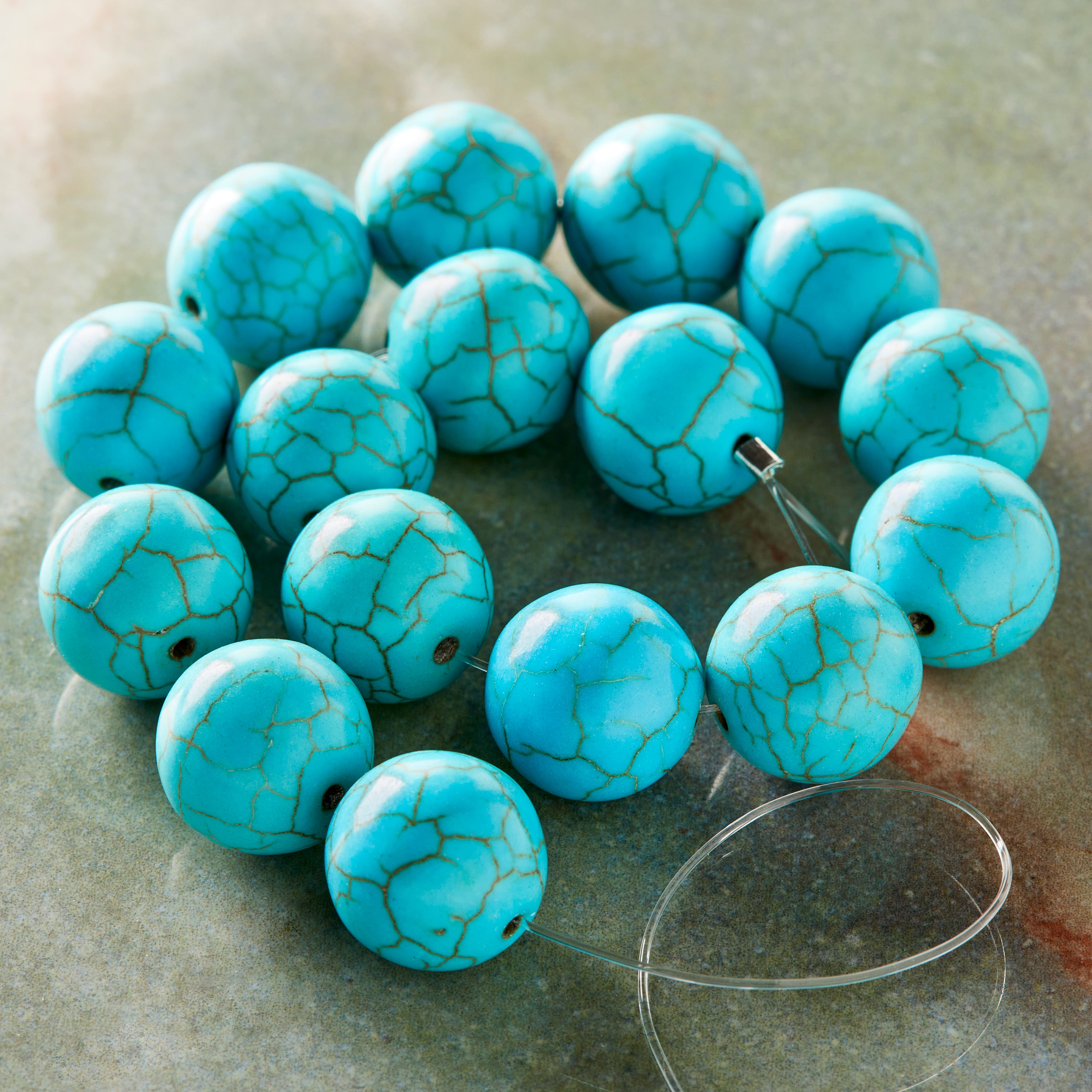 12 Pack: Turquoise Dyed Howlite Round Beads, 12mm by Bead Landing™
