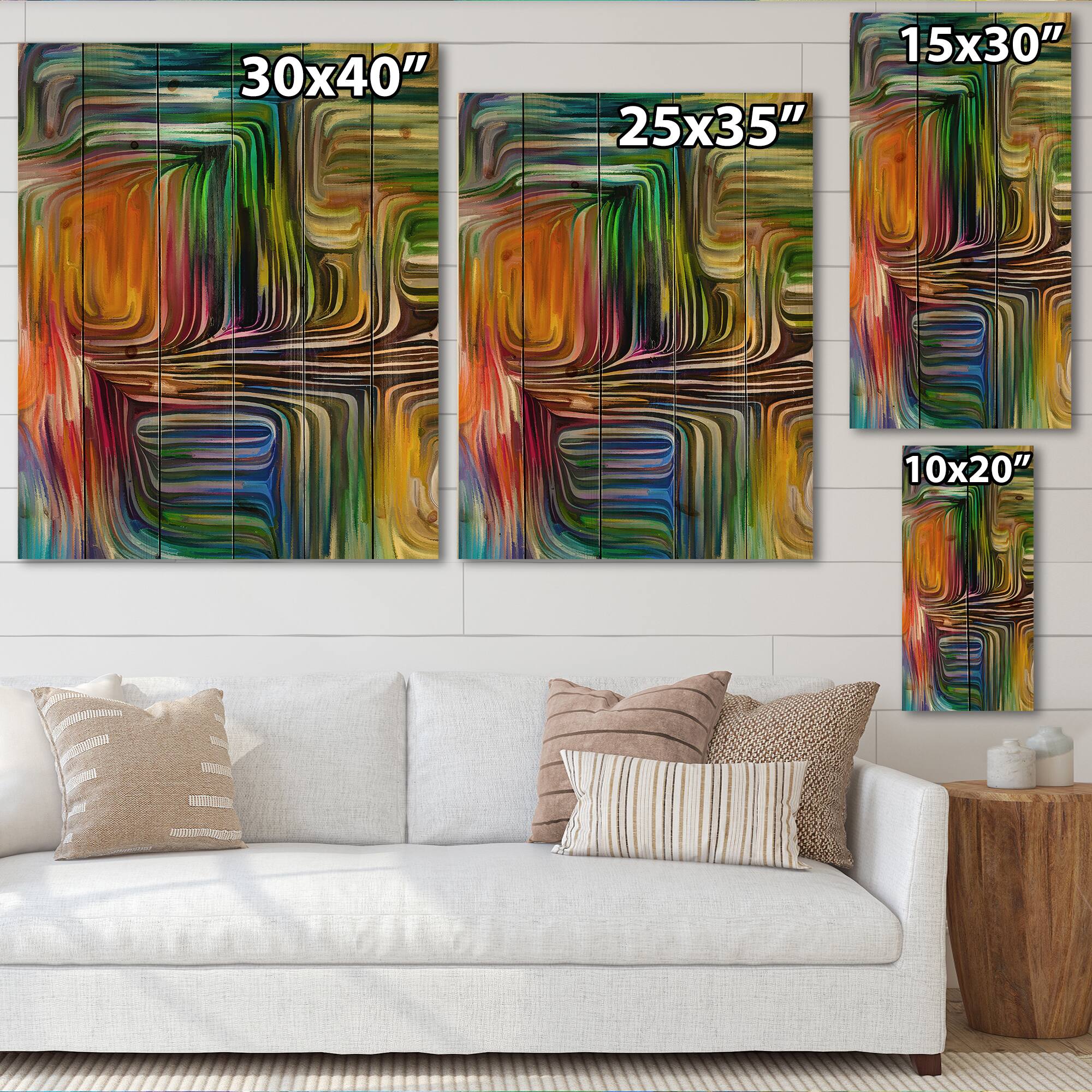 Designart - Colour Fusion III - Modern Print on Natural Pine Wood
