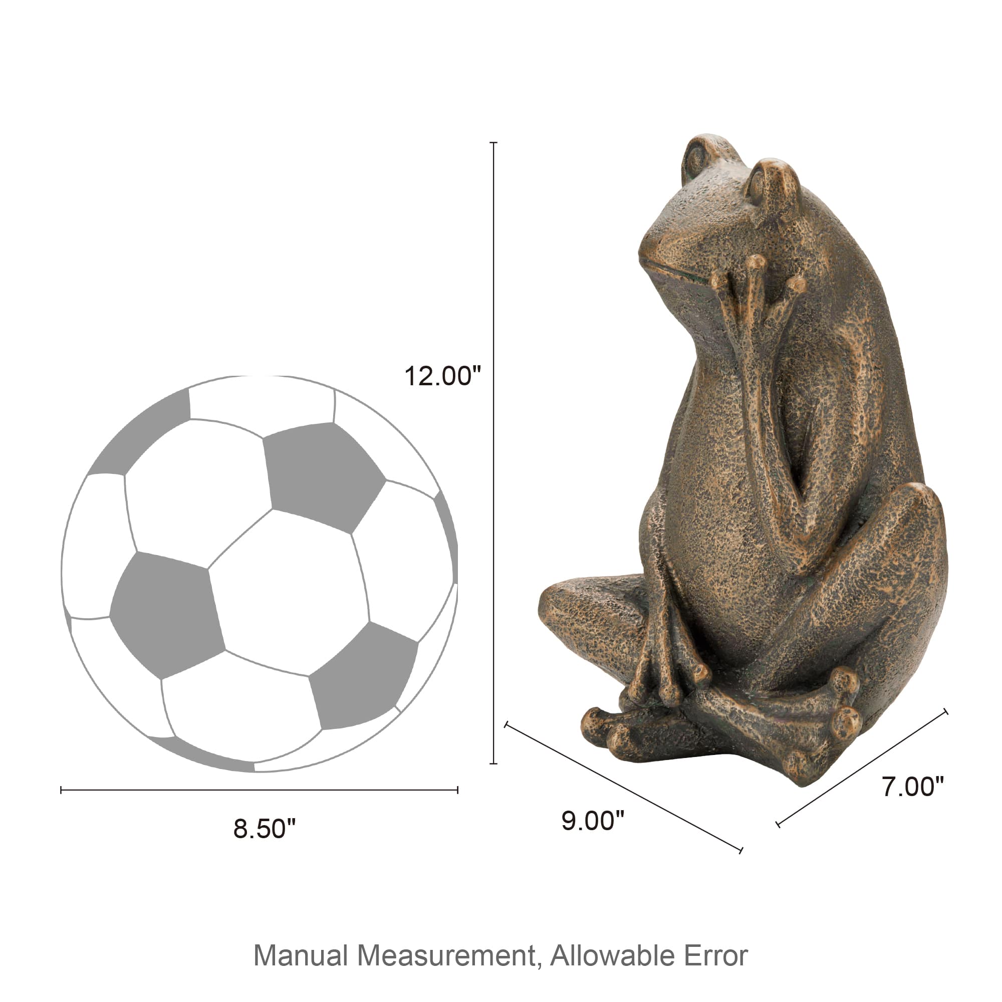 Glitzhome® 12" Resin Bronze Sitting Frog Statue