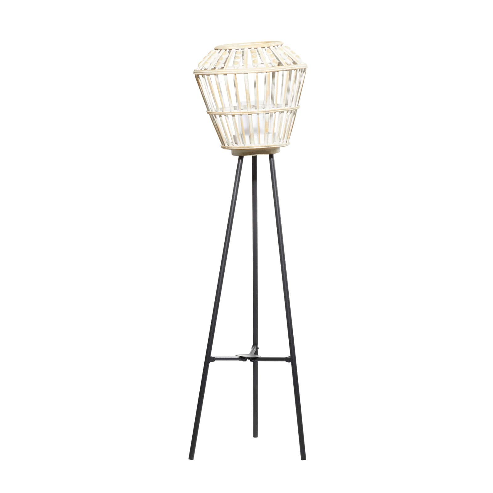 White Metal Natural Lantern, 40" x 11" x 11"